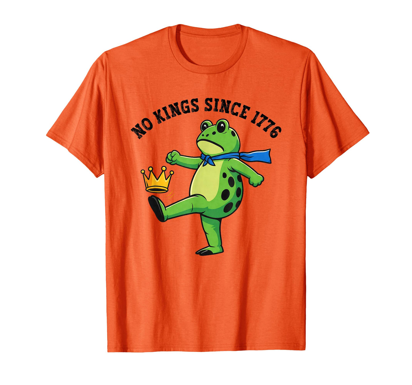 No Kings Since 1776 Portland Frog Kicking Crown Retro T-Shirt