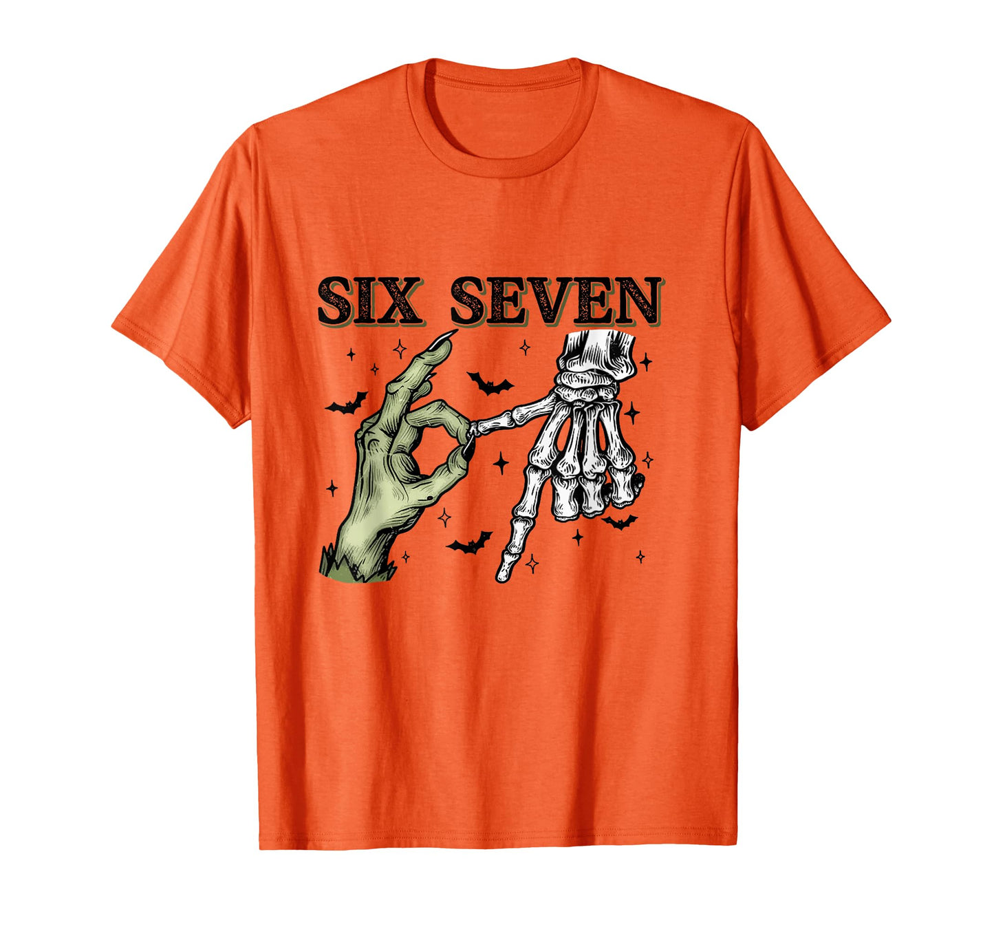 Six Seven 6 7 Halloween 67 Spooky Skeleton Monster Hands T-Shirt