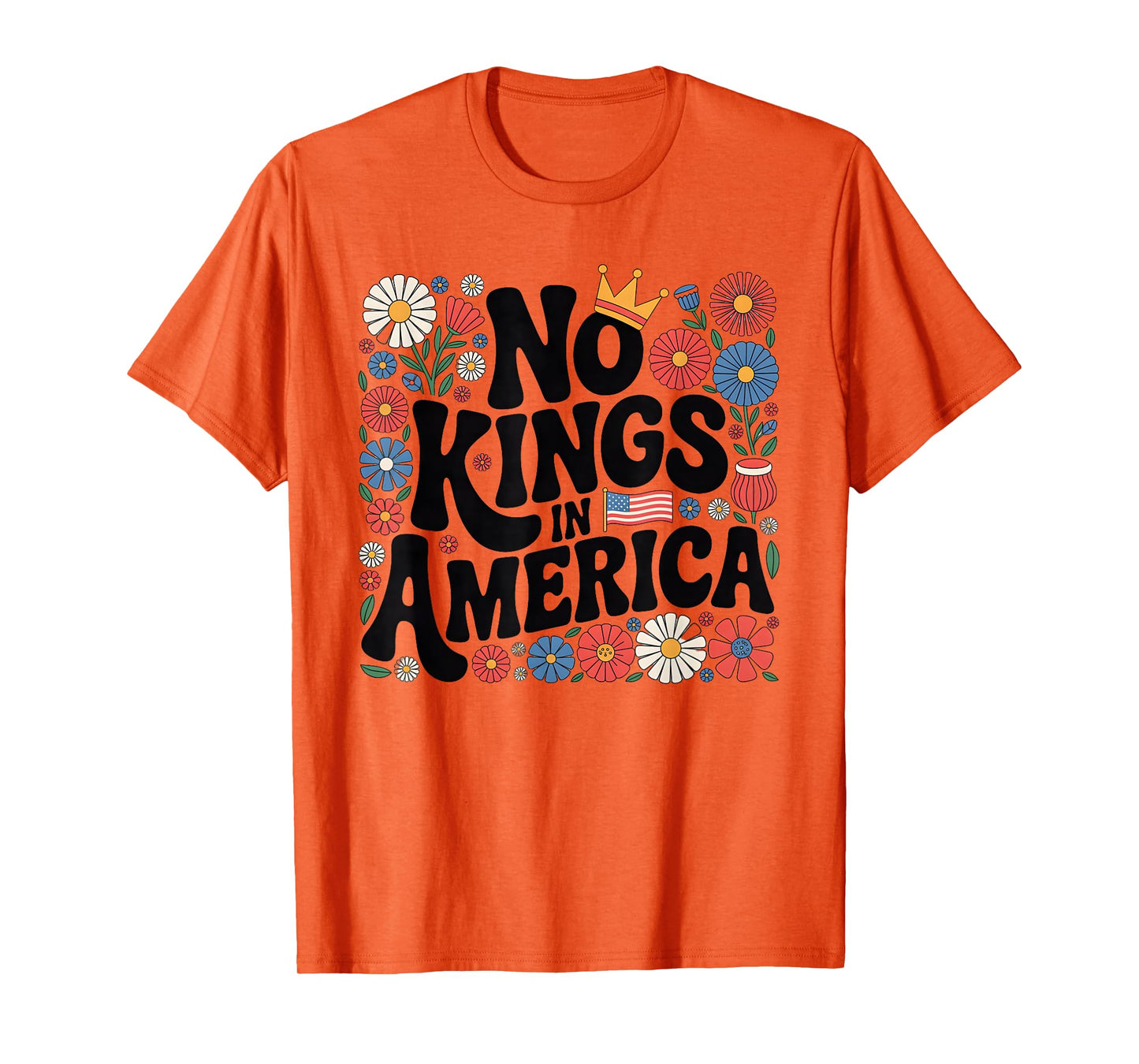 Floral No Kings in America Women Democracy 4th July No Kings T-Shirt