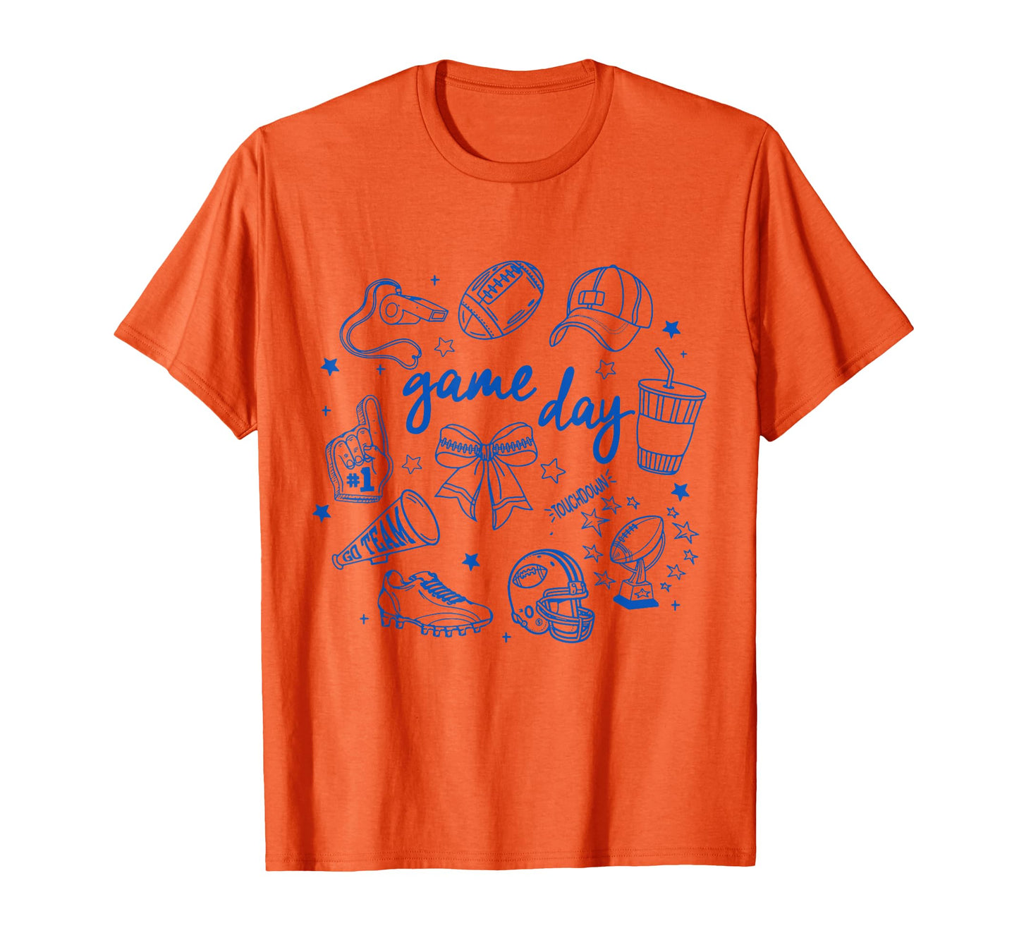 Retro Funny Game Day Football Doodles Cute Touchdown Season T-Shirt