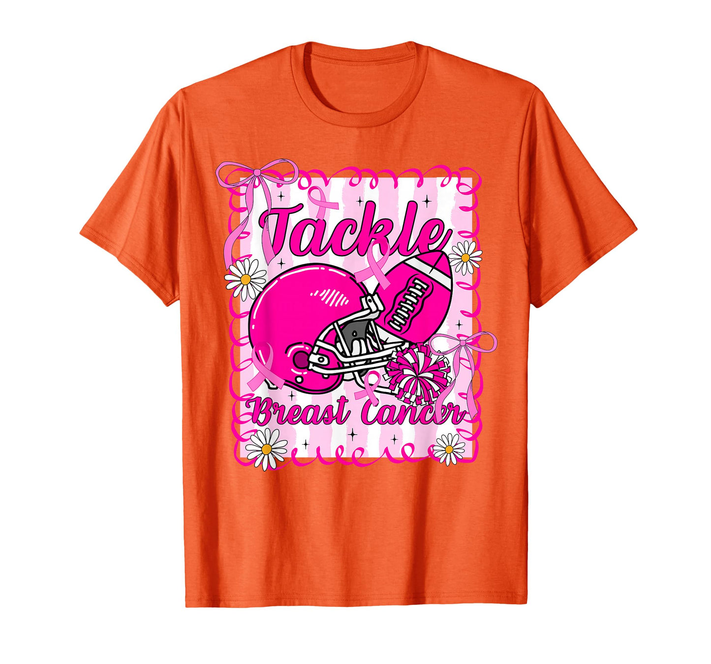Tackle Breast Cancer Awareness American Football Cheer Women T-Shirt