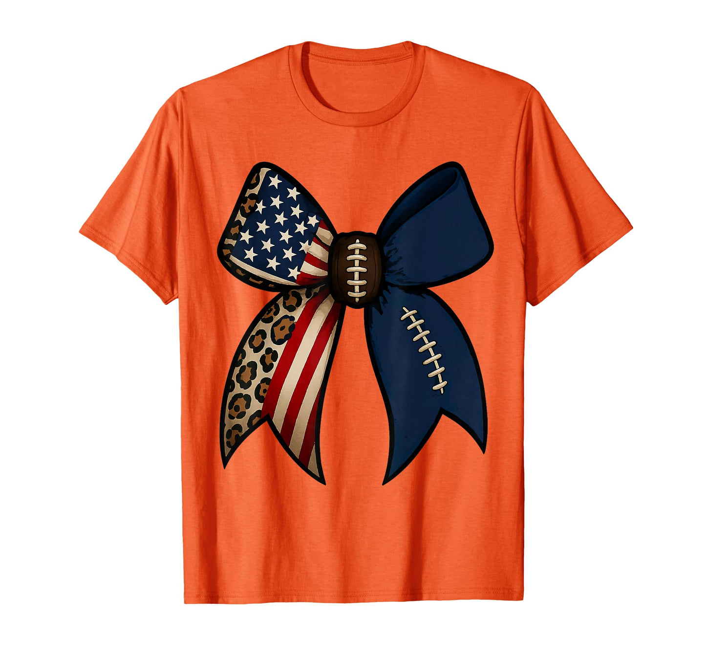 American Football US Flag Leopard Women Girls Football Lover T-Shirt