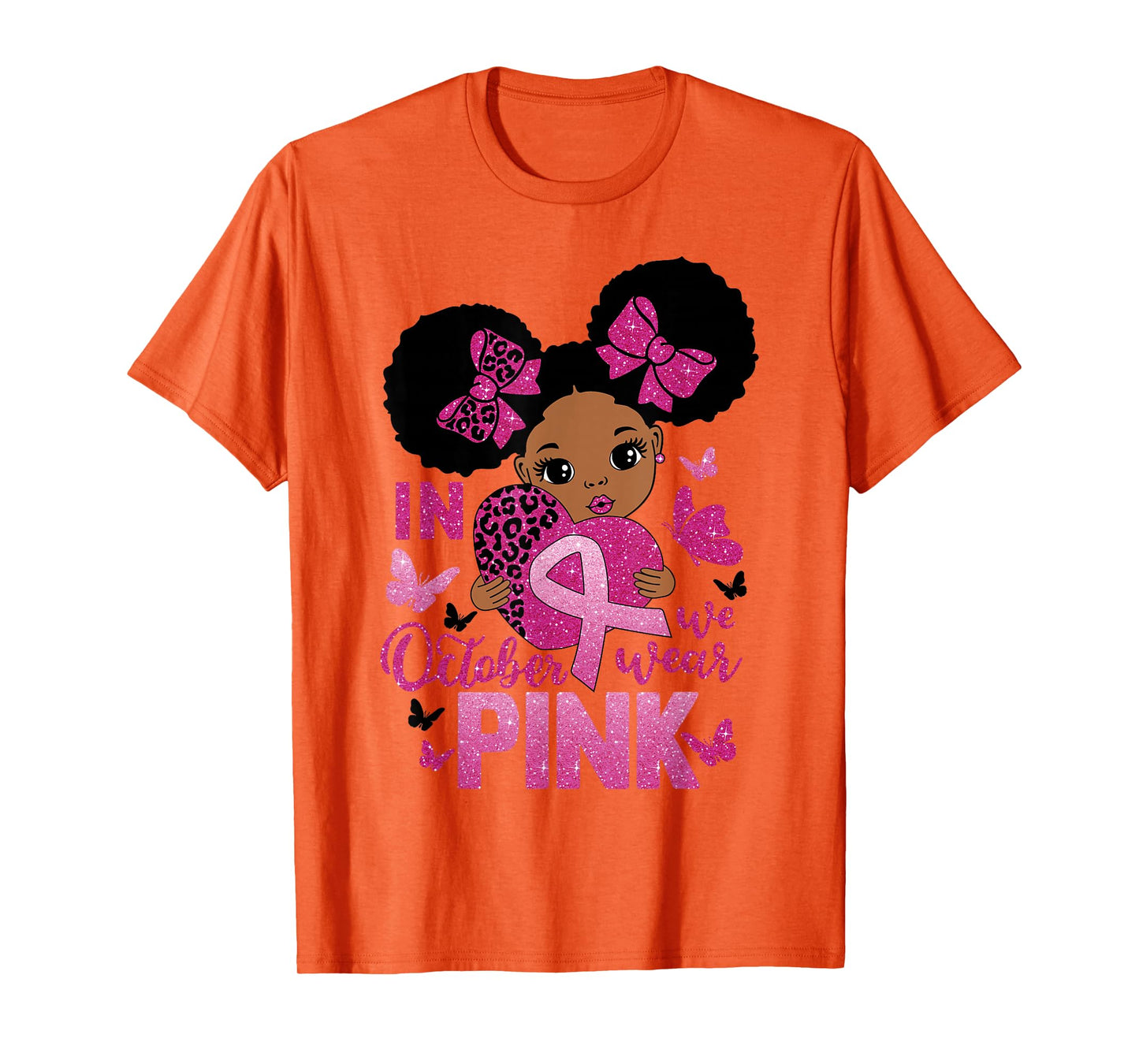 Messy Bun In October We Wear Pink Girls Toddlers T-Shirt