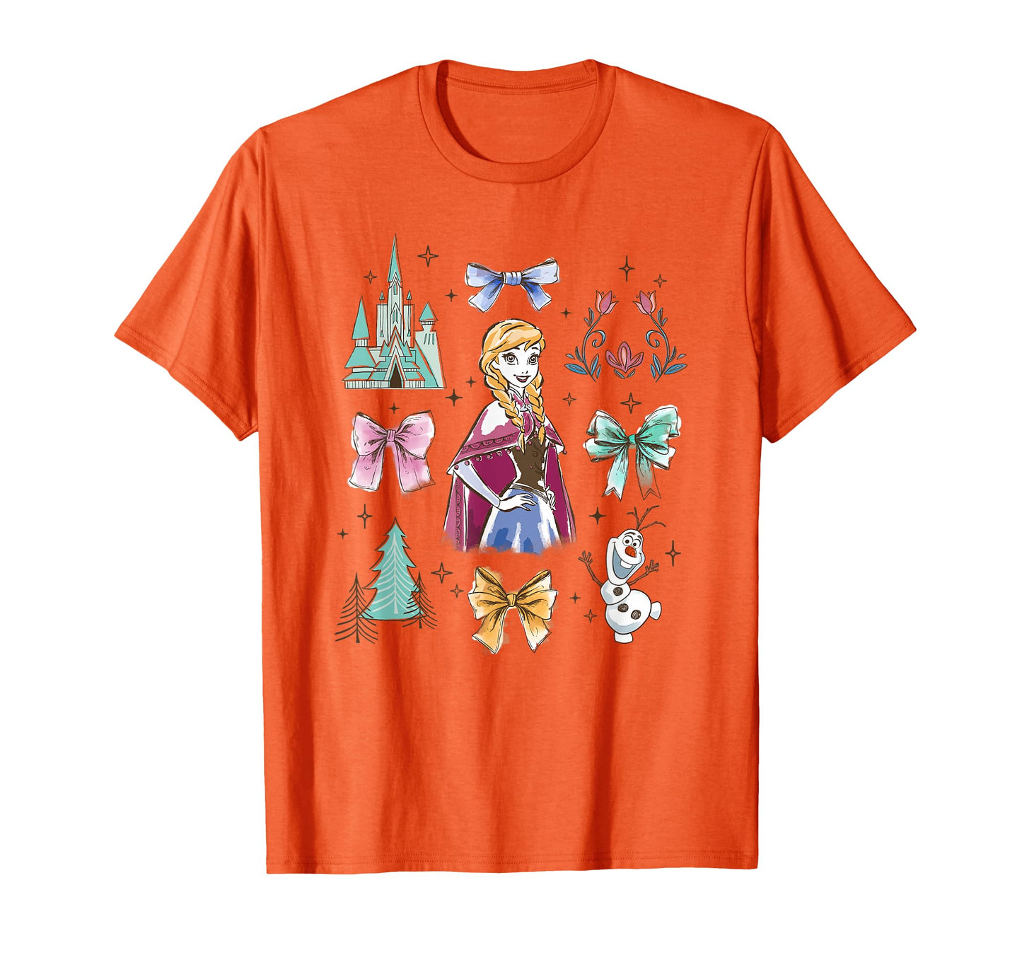 Disney Frozen Anna Bow Watercolor Collage T-Shirt