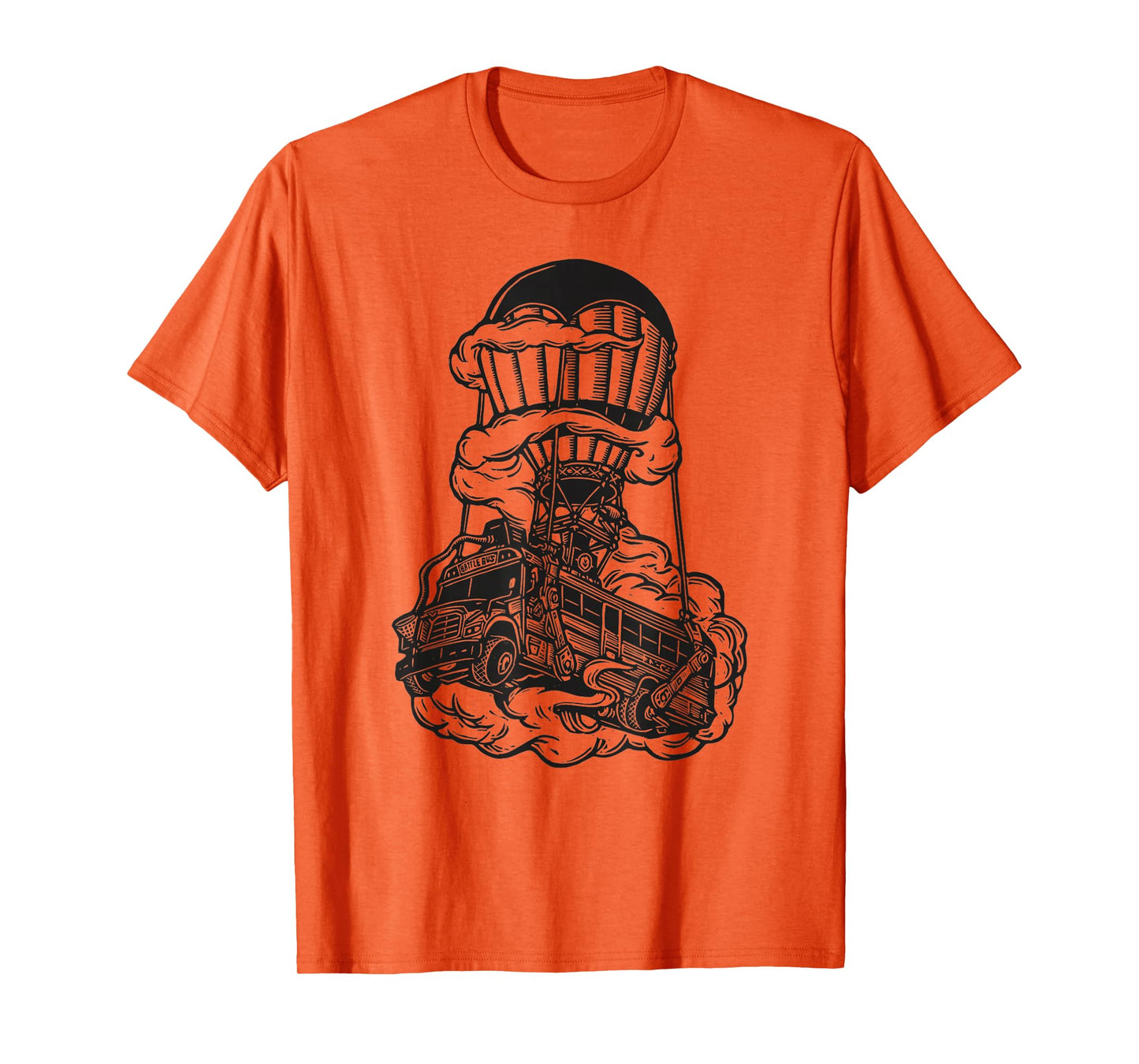 Fortnite Battle Bus Flying Line Art T-Shirt