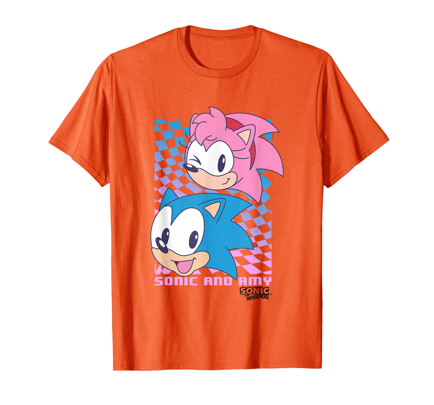 Sonic The Hedgehog Sonic & Amy Big Faces Cute Retro Poster T-Shirt