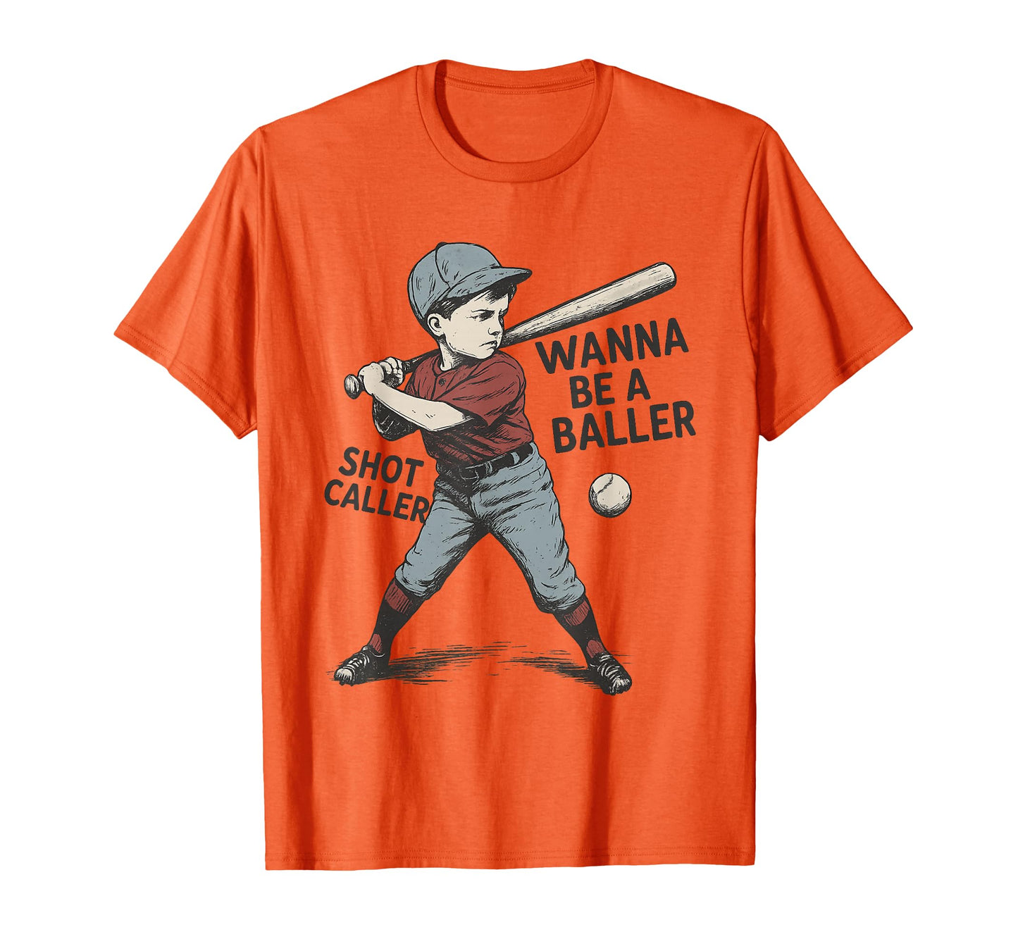 Wanna Be a Baller Shot Caller Vintage Baseball Kid T-Shirt