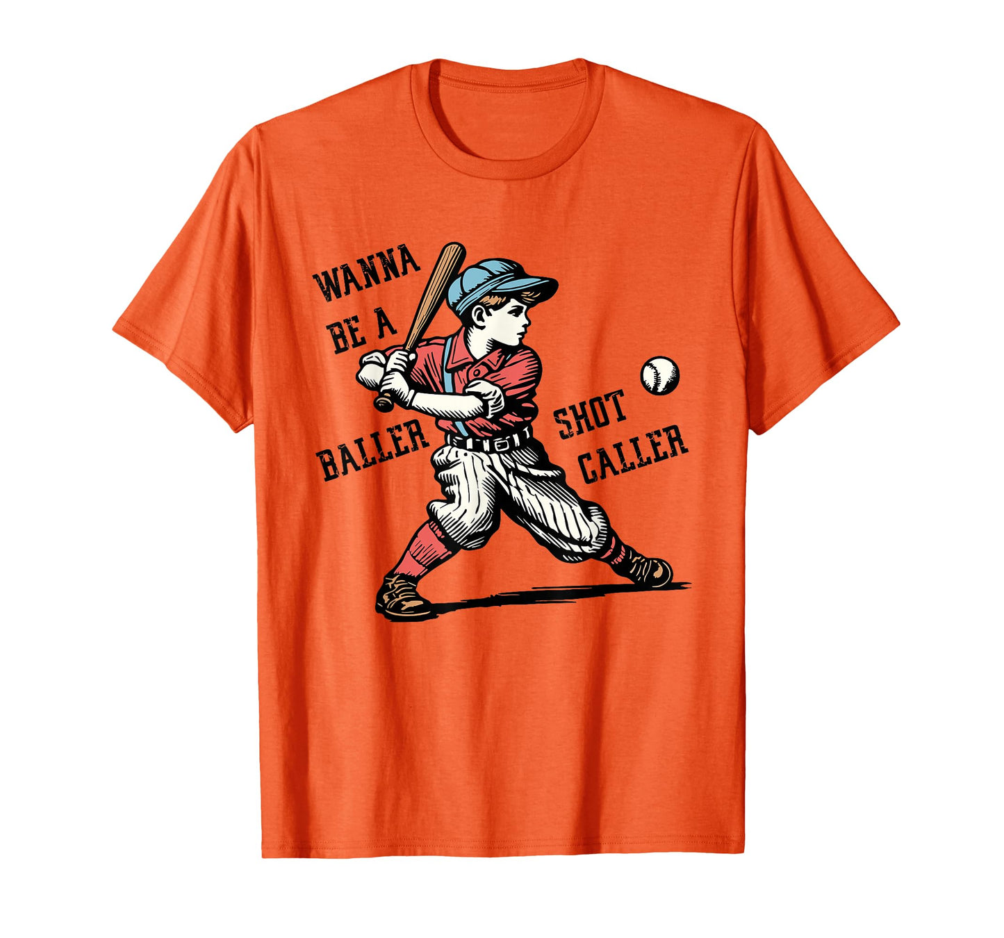 Wanna Be A Baller Shot Caller Retro Game Day Baseball Boy T-Shirt