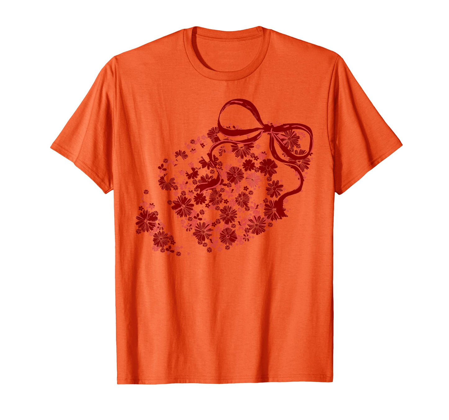 Floral Football Game Day Girly Coquette Team Spirit Maroon T-Shirt