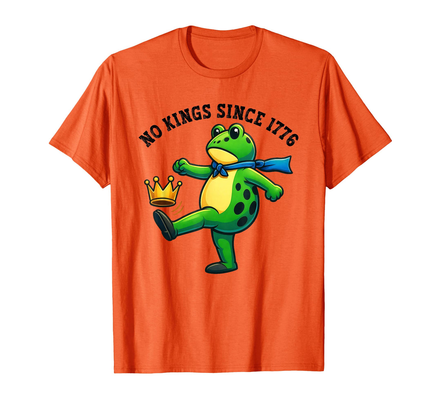 No Kings Since 1776 Portland Frog Kicking Crown Retro T-Shirt