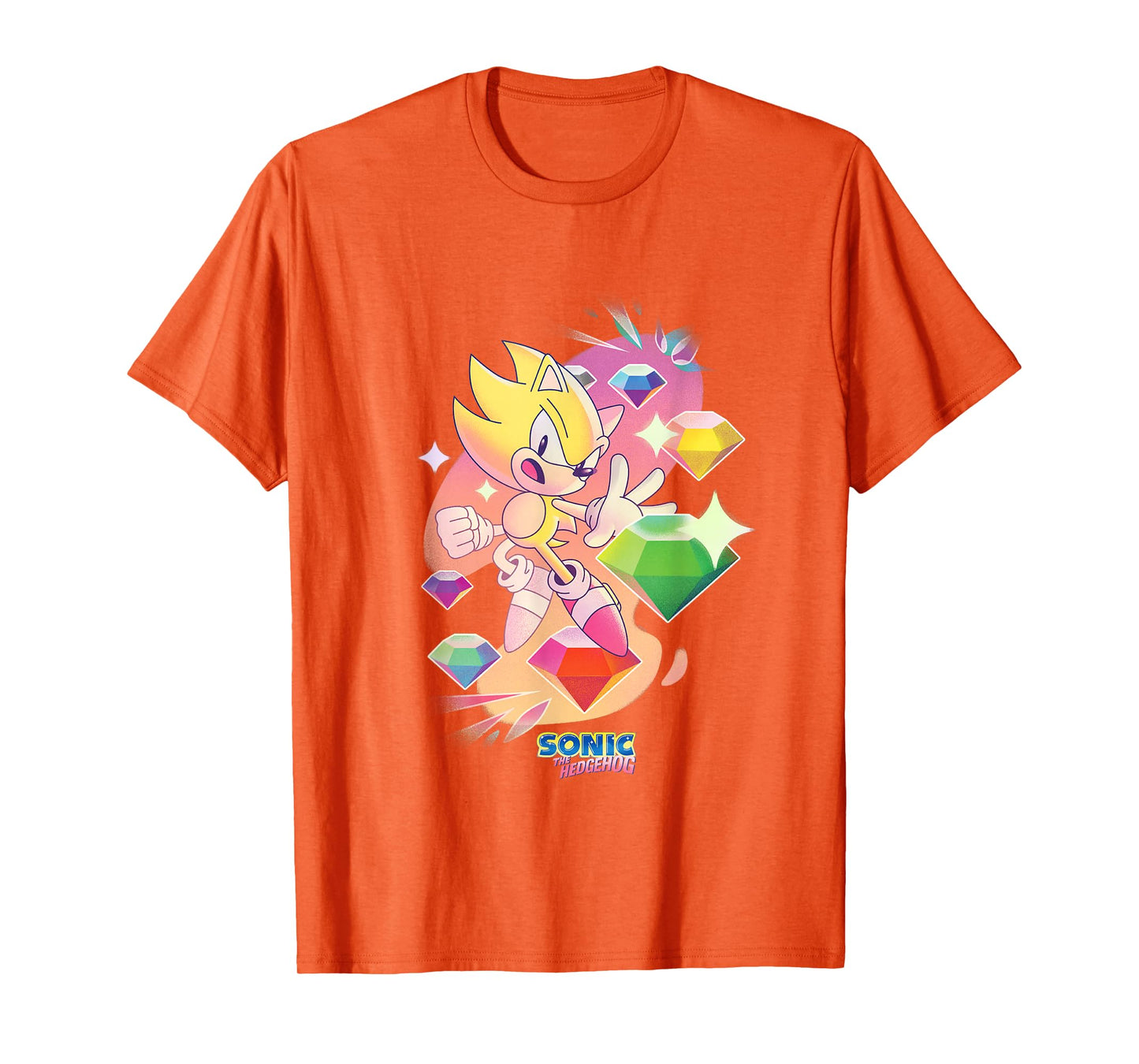 Sonic The Hedgehog Super Sonic Chaos Emeralds Vintage T-Shirt