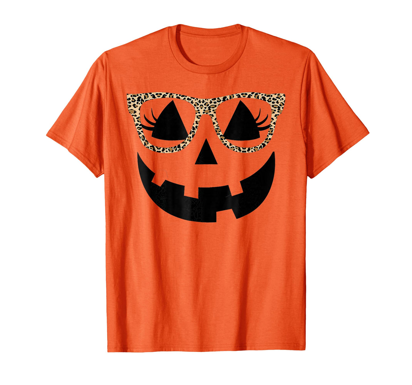 Jack O Lantern Face Pumpkin Hallowen Leopard Glasses T-Shirt
