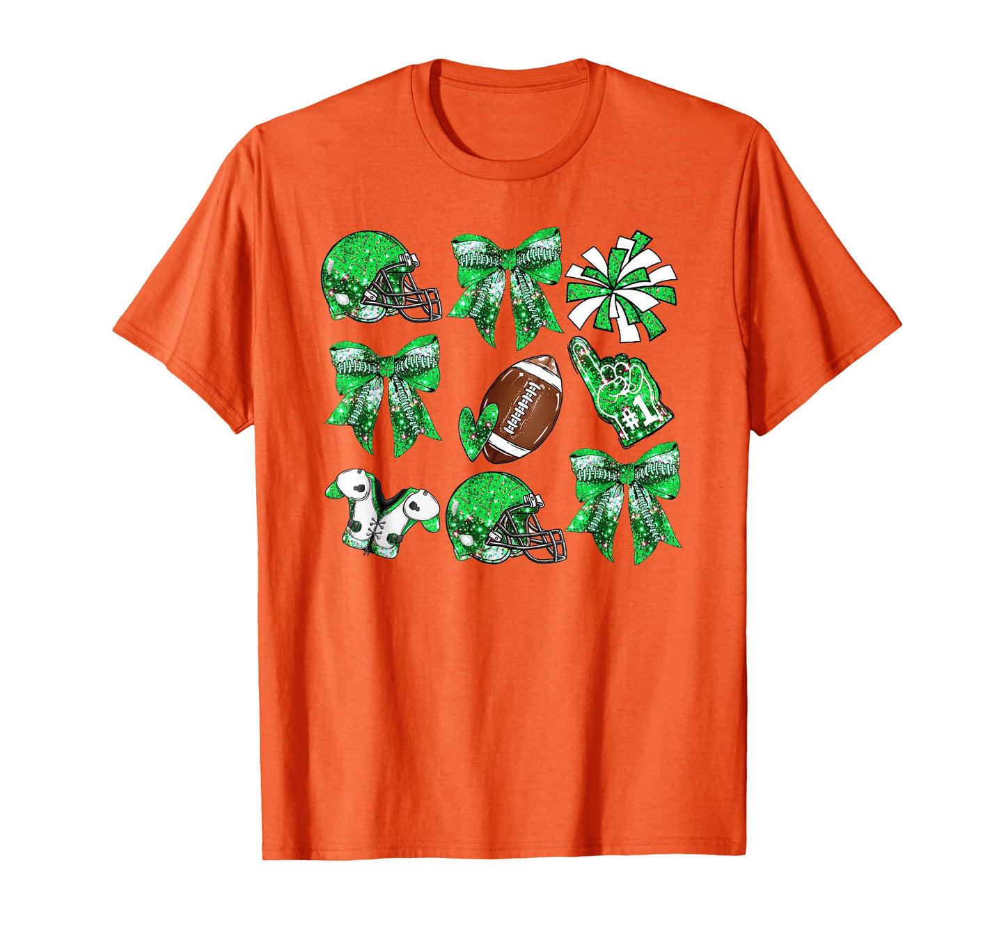 Green Coquette Bow Football Game Day Women Girls Kids T-Shirt