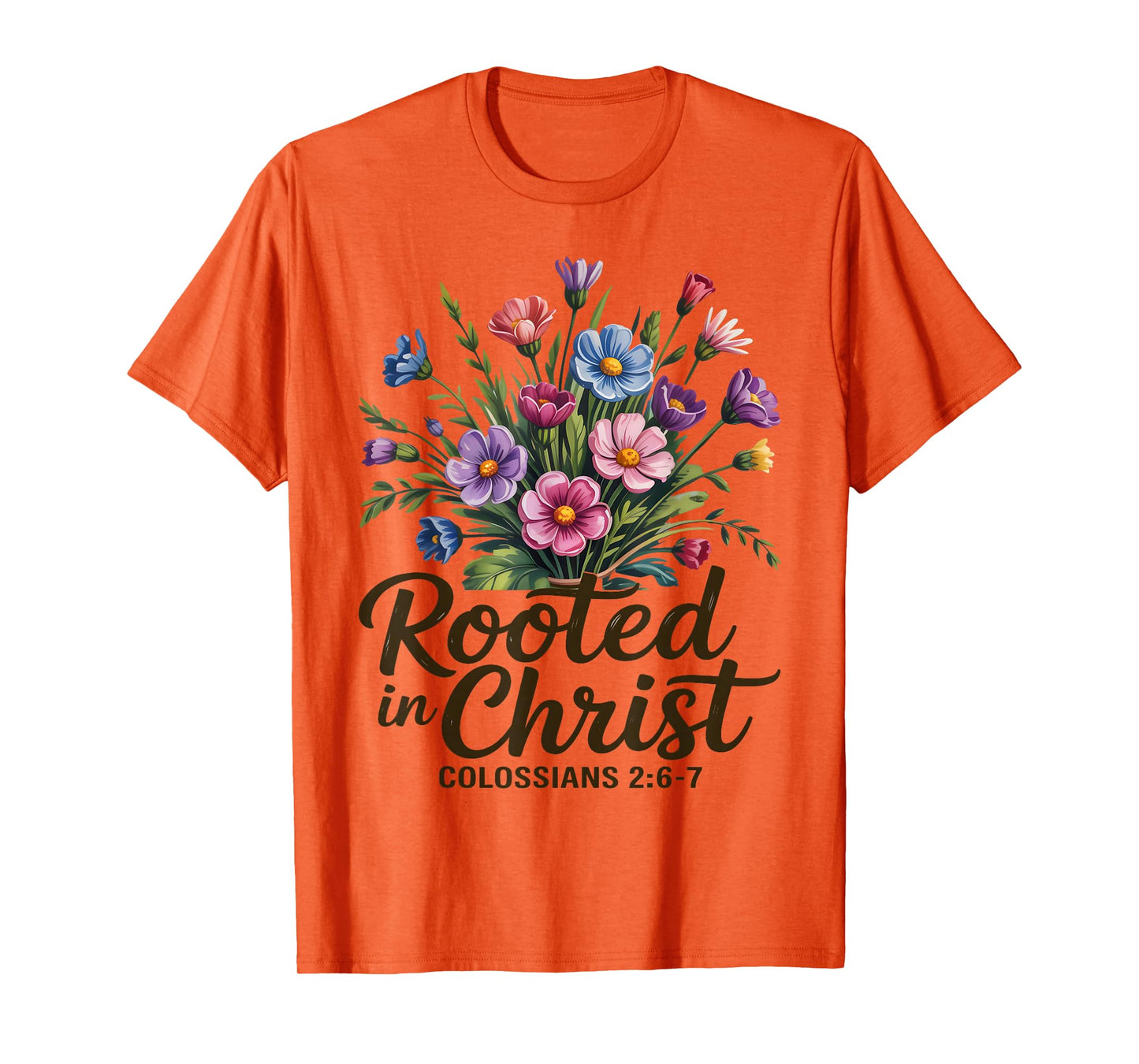 Rooted in Christ Floral Christian Women T-Shirt