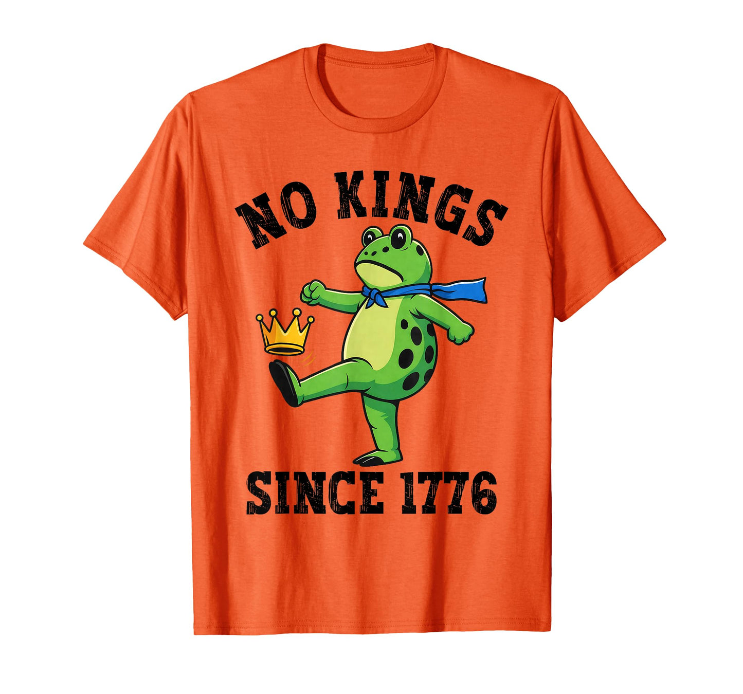 No Kings Since 1776 Portland Frog Kicking Crown Retro T-Shirt