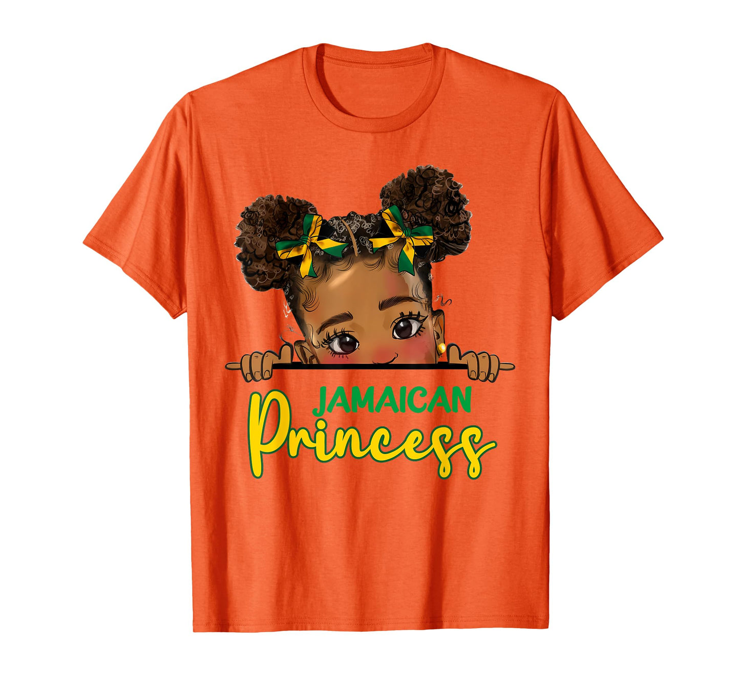 Jamaican Princess Messy Bun Girl Kids Toddlers Jamaica Flag T-Shirt