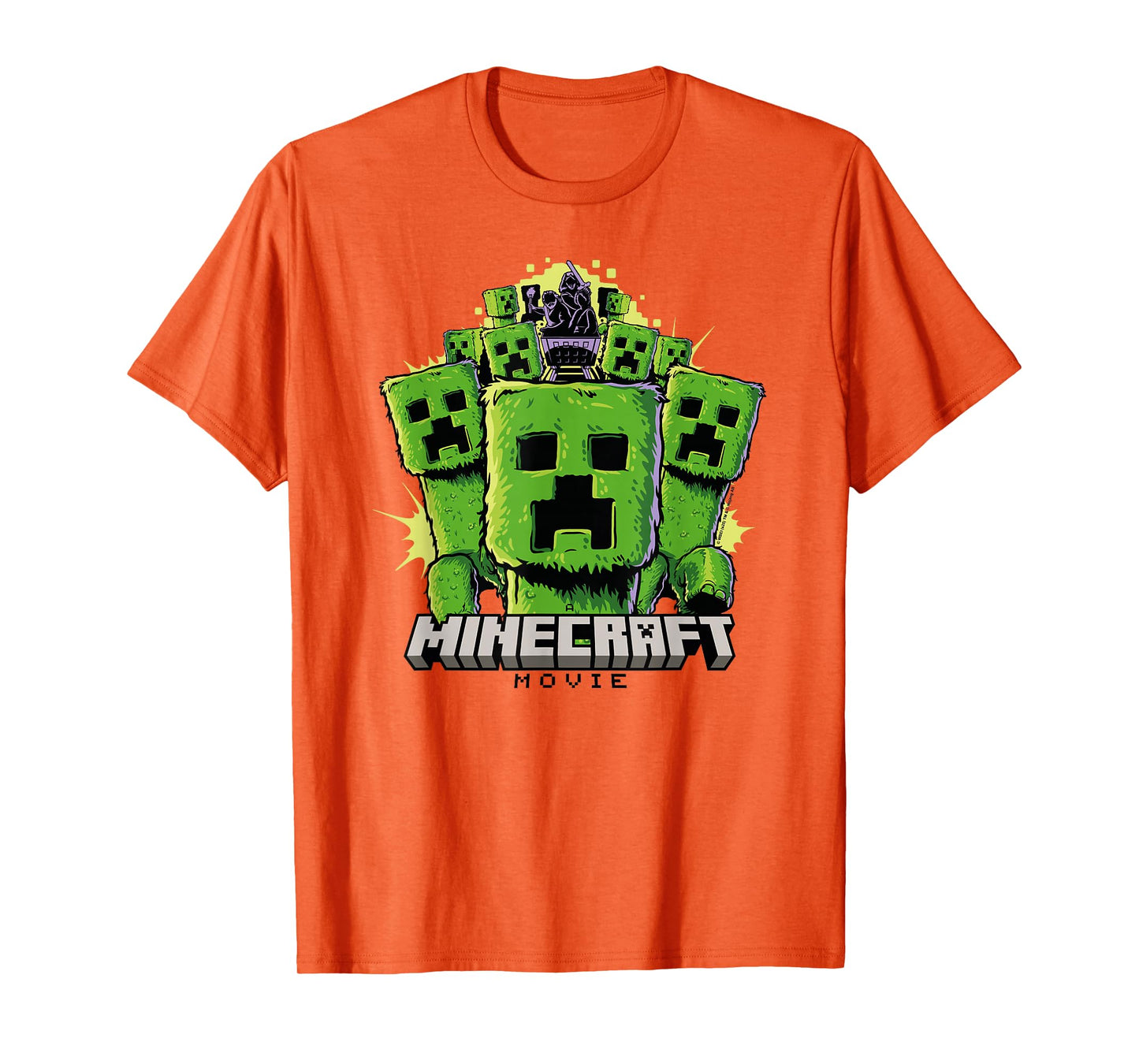 A Minecraft Movie Group Of Creepers Surrounding The Heroes T-Shirt
