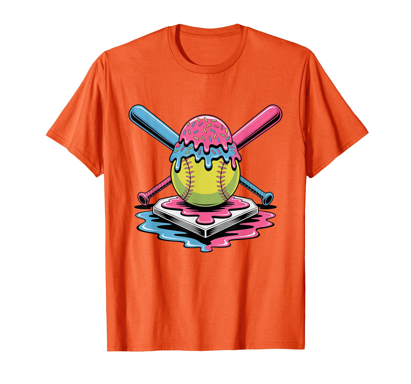 Softball Ice Cream Drip T-Shirt - Cute Softball Player T-Shirt
