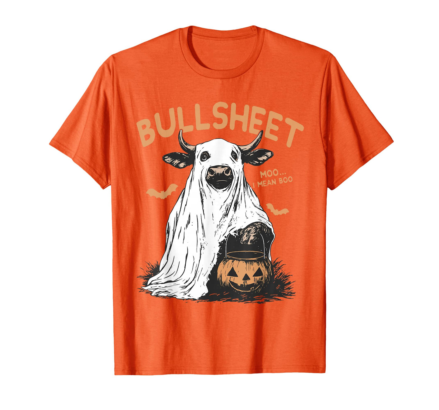 Bull Sheet Ghost Cow Jack O Lantern Halloween Spooky Season T-Shirt