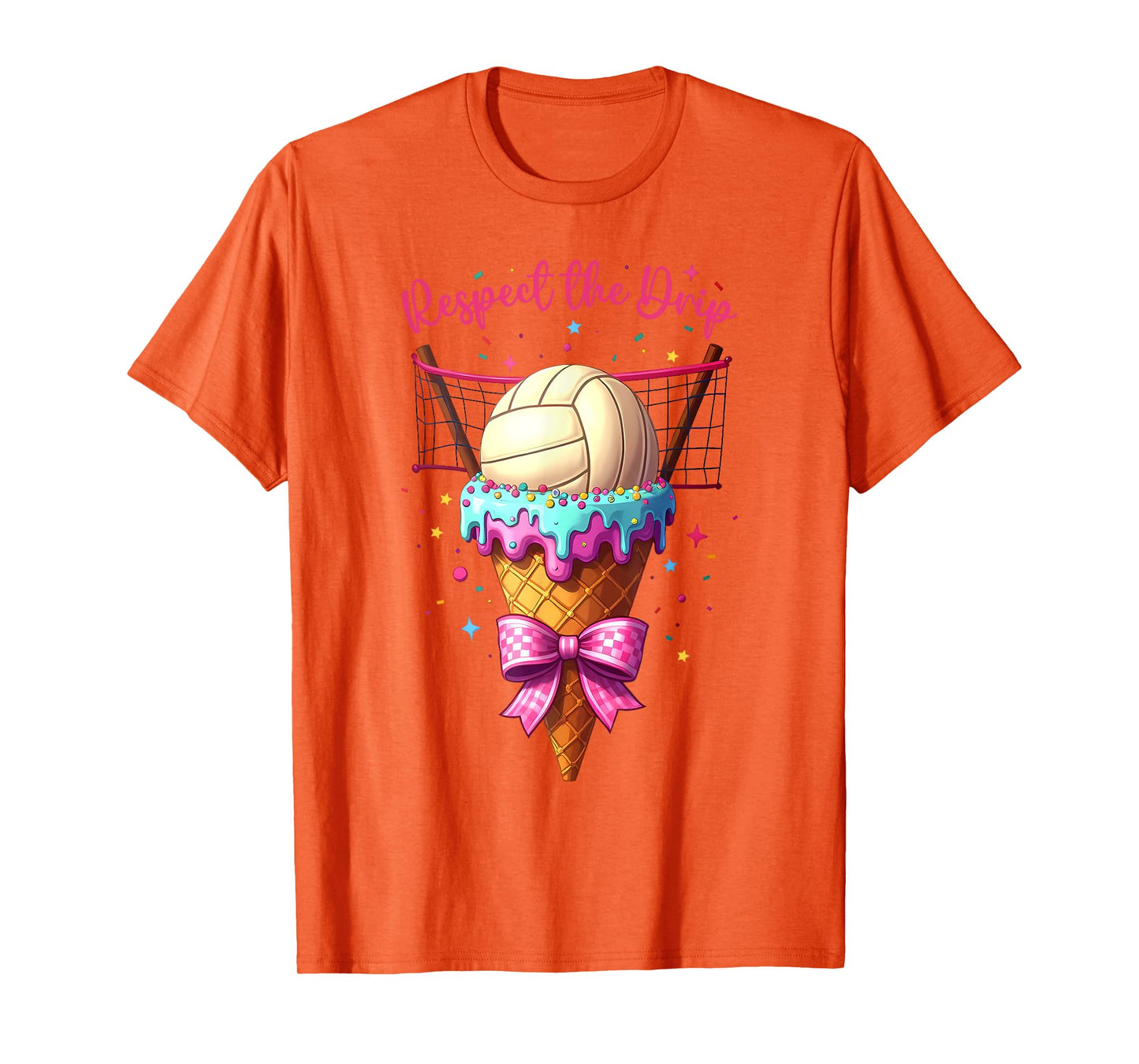Volleyball Ice Cream Cone Drip Respect The Drip Boys Girls T-Shirt
