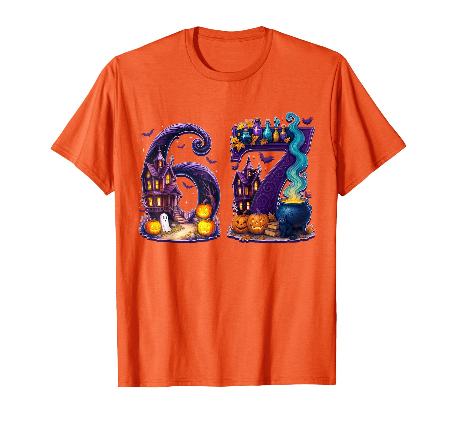 67 Halloween Meme 6 7 Skeleton Six Seven Numbers Funny Bruh T-Shirt