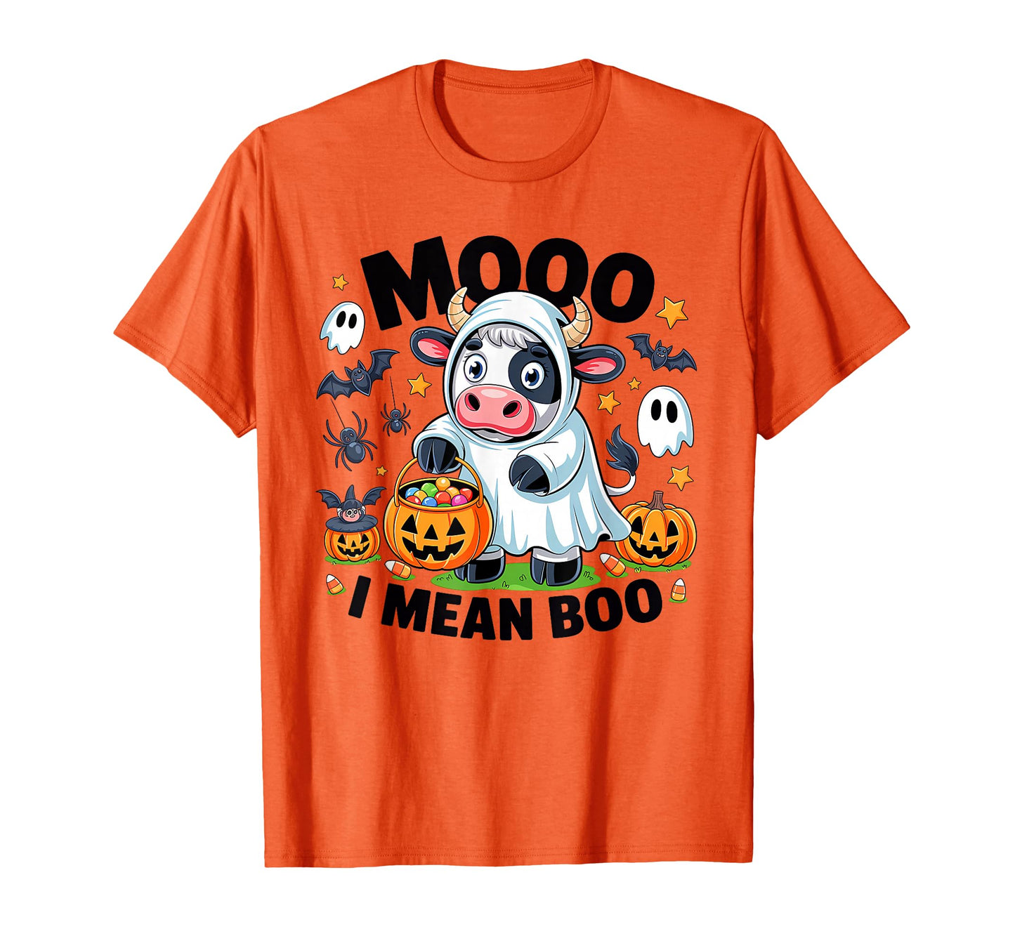 Moo I Mean Boo Spooky Cow Halloween Spooky Heifer Cute Ghost T-Shirt