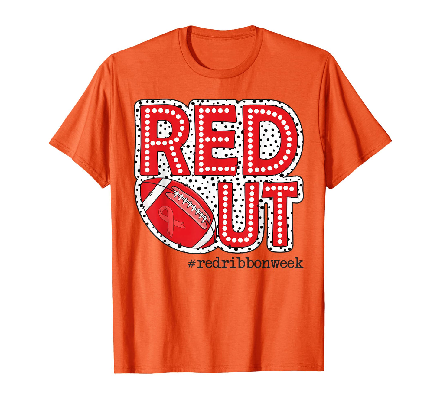 Red Out Football Fan Red Ribbon Week Awareness School Spirit T-Shirt