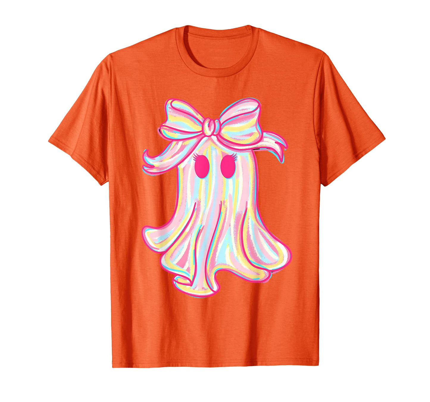 Preppy Pink Boo Ghost Coquette Bow Halloween Spooky Season T-Shirt
