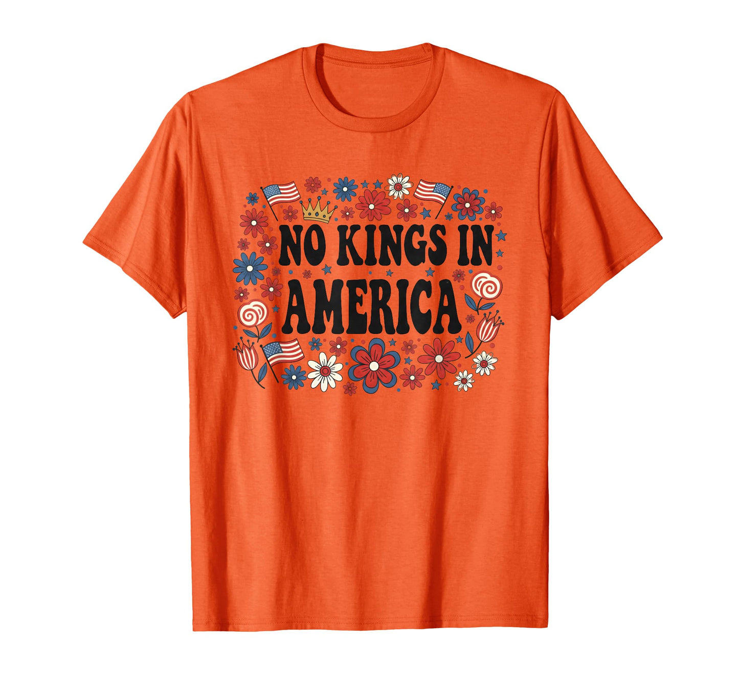 Floral No Kings in America Women Democracy 4th July No Kings T-Shirt
