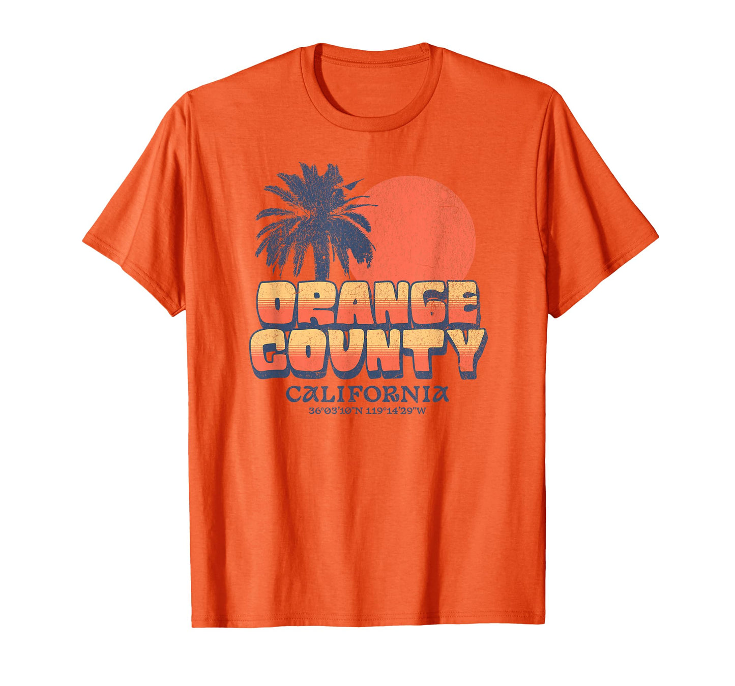 Orange County California Retro Sunset Palm Tree Cali Beach T-Shirt