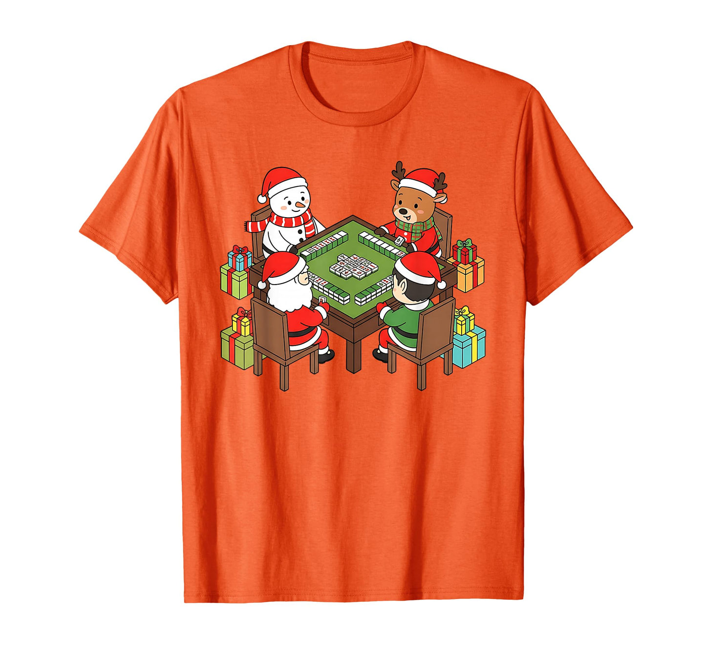 Funny Christmas Mahjong Santa Snowman Elf Reindeer Gift T-Shirt
