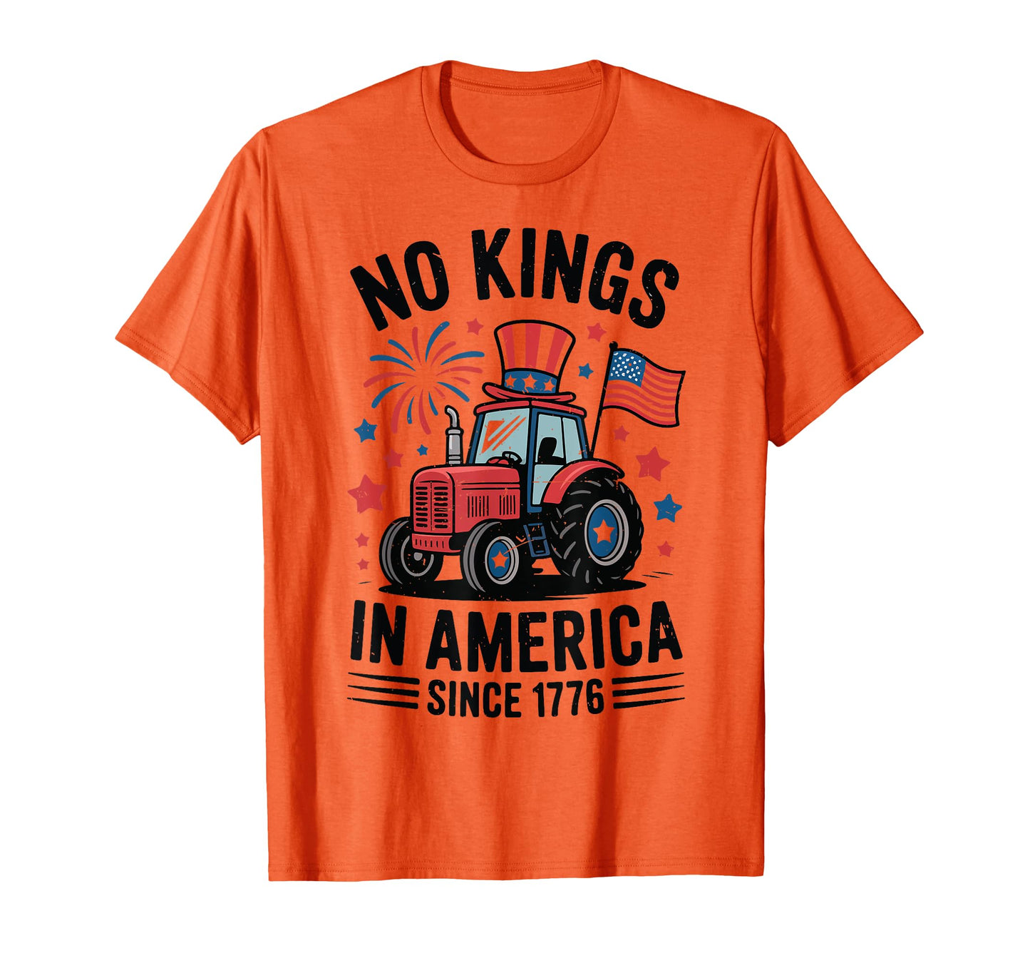 Toddler No Kings In America Flag 4th July Tractor Patriotic T-Shirt