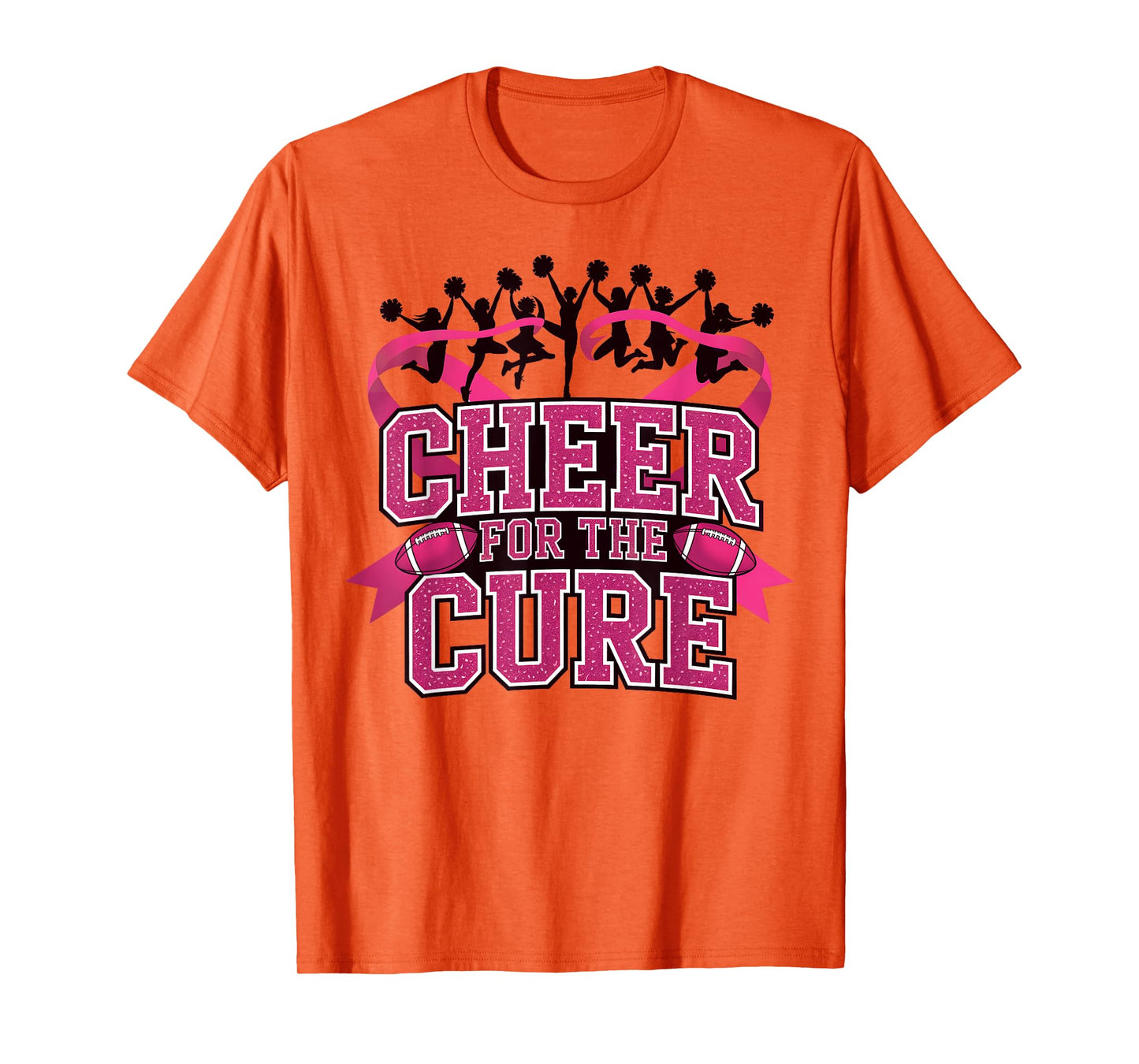 Cheer for Cure Pink Ribbon Football Breast Cancer Awareness T-Shirt