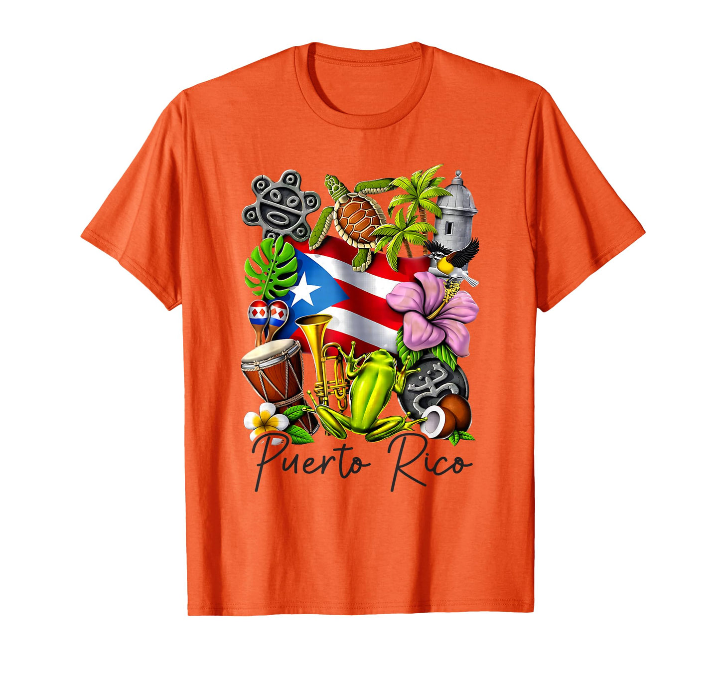 Puerto Rico Flag Floral Frog Boricua Women Hispanic Heritage T-Shirt