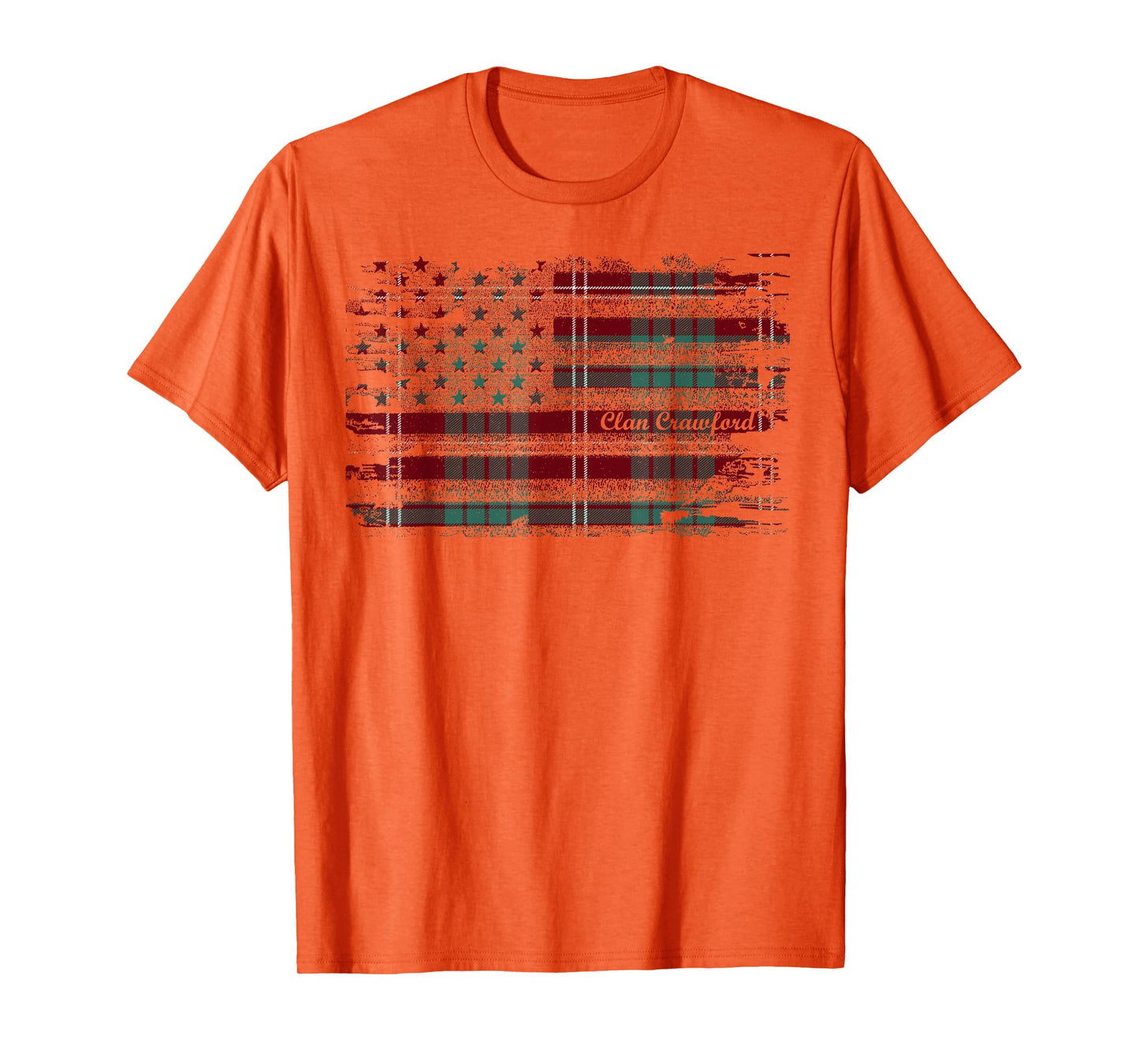 Crawford surname american flag scottish clan tartan T-Shirt