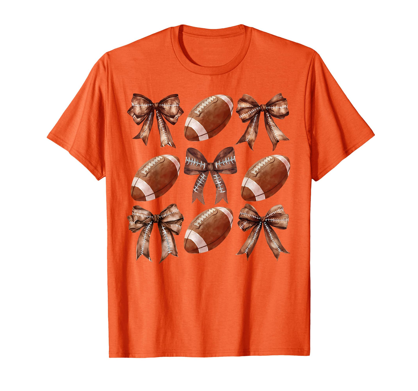 Football Fall Coquette Bow Football Mom Mama Game Day Cheer T-Shirt