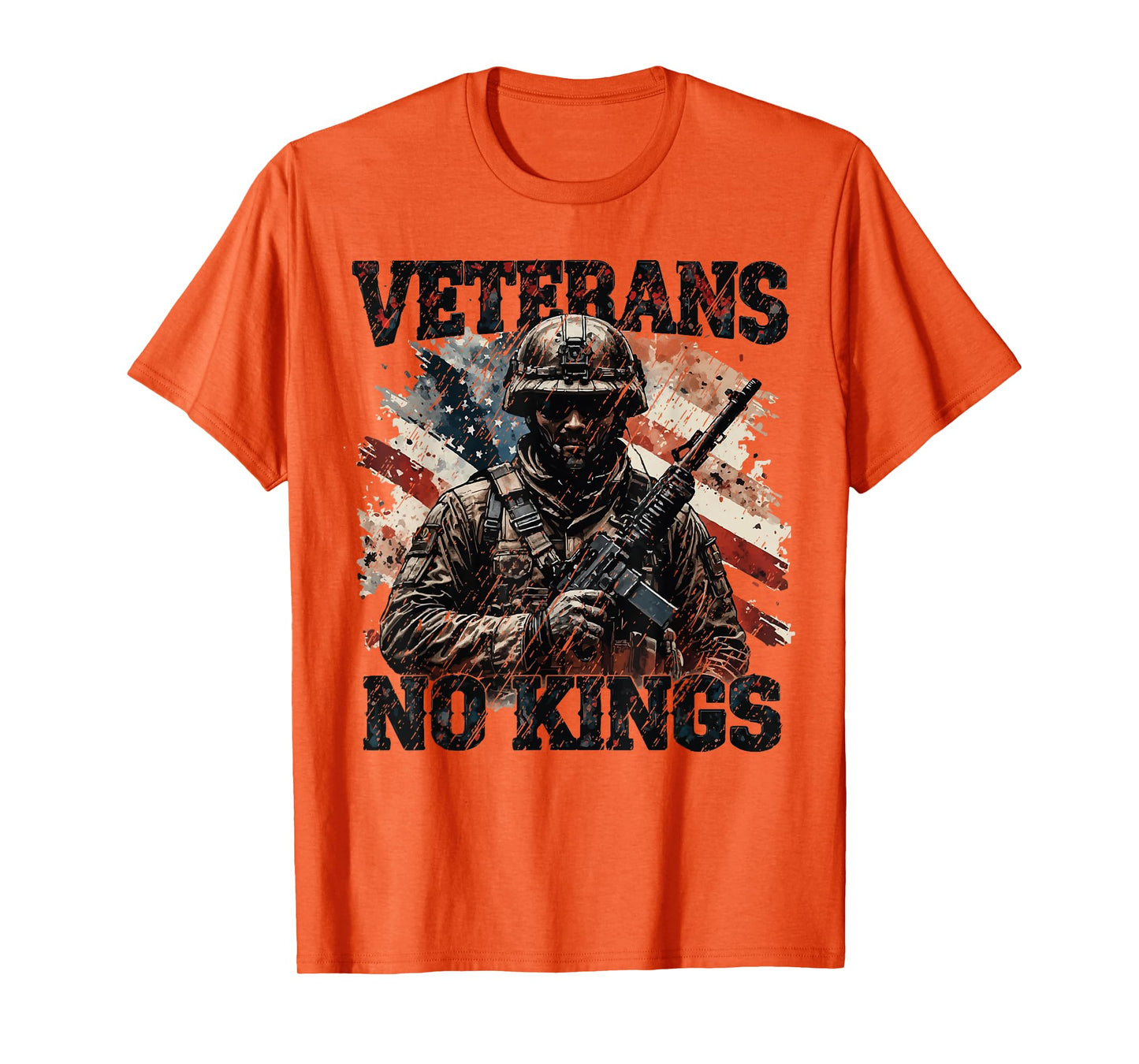 No Kings Veterans Patriotic America Flag Design T-Shirt