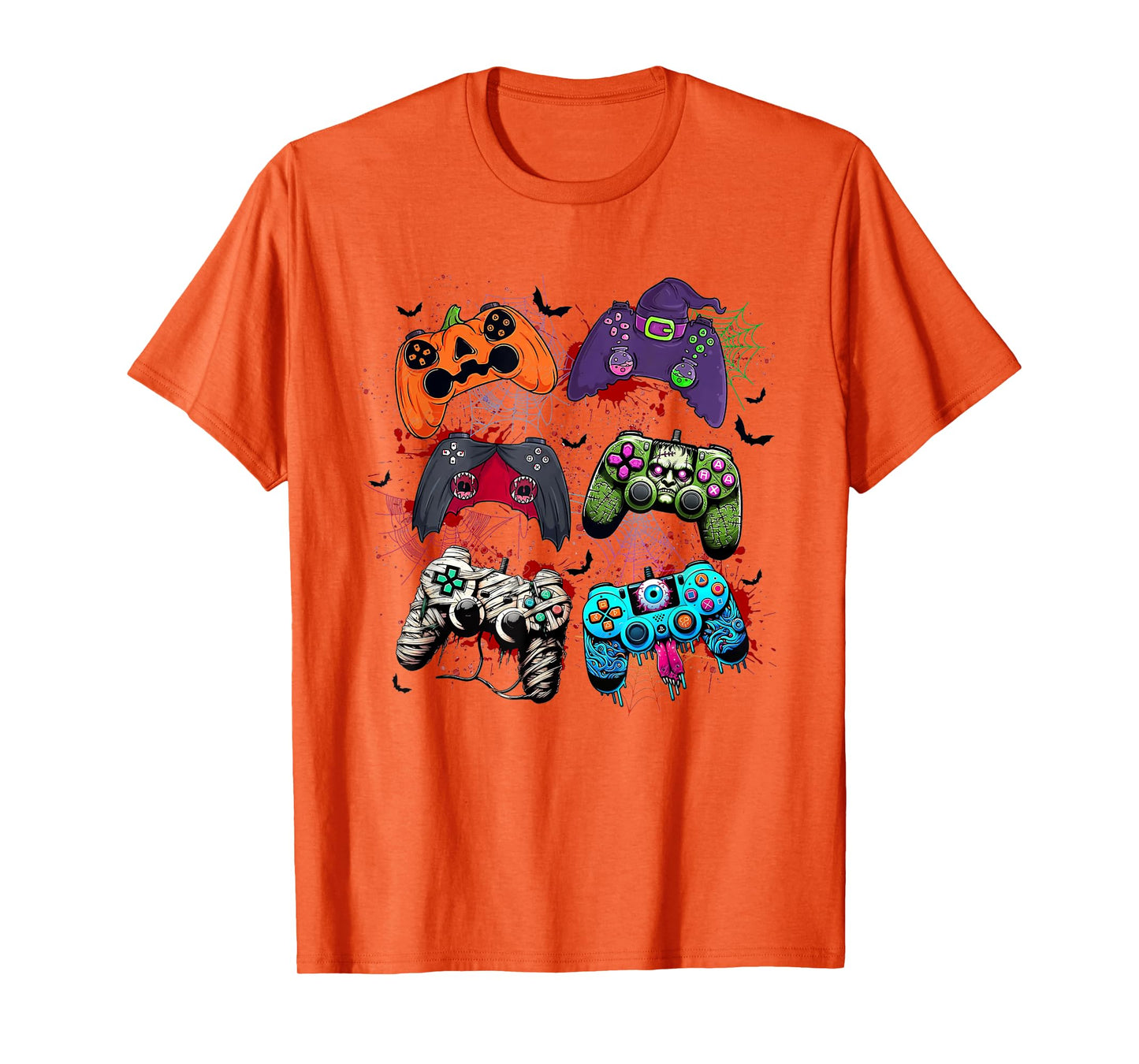 Halloween Skeleton Zombie Mummy Gaming Controllers Boys Kids T-Shirt