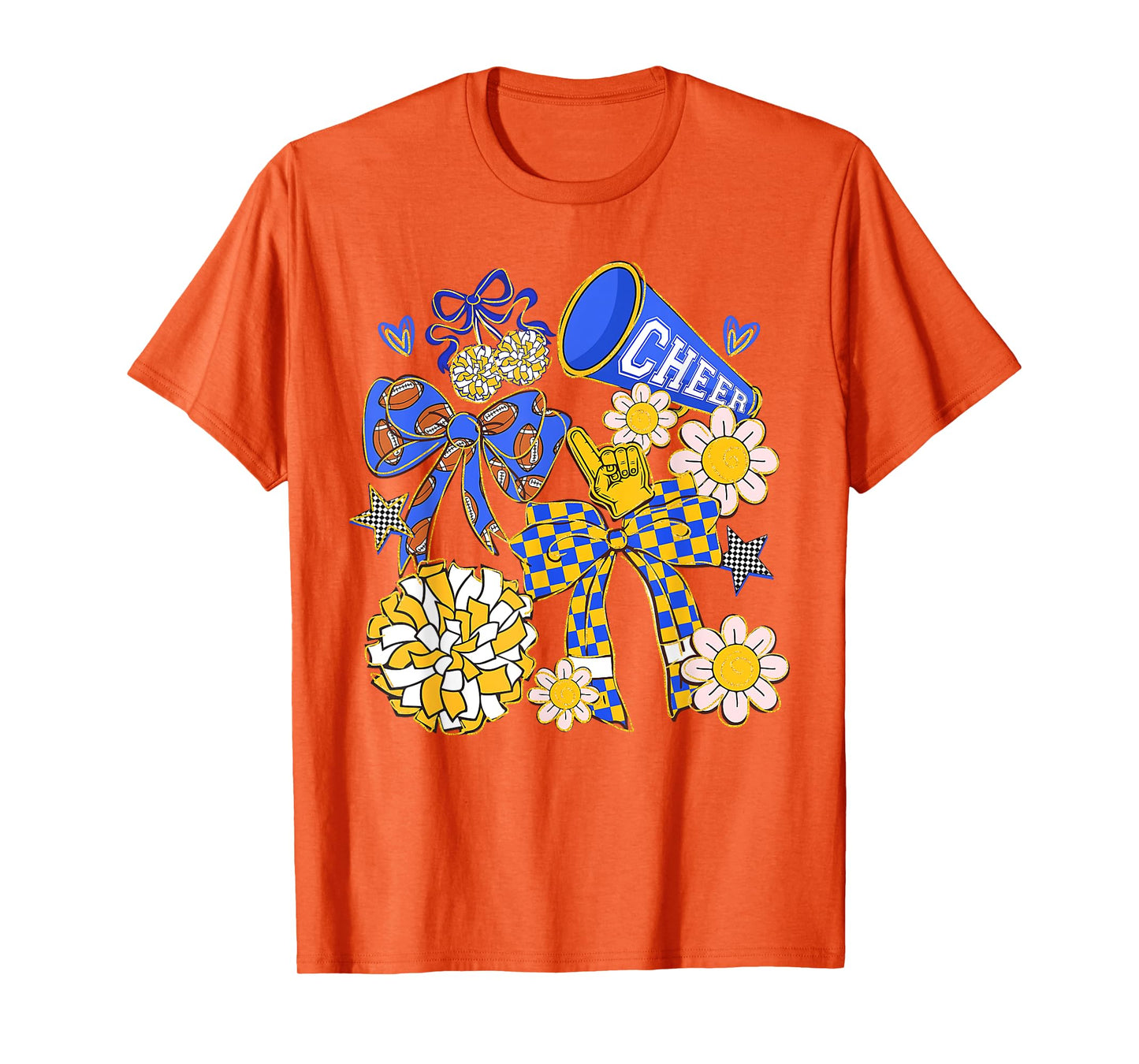 Coquette Cheer Bow Sport Cheerleader Blue Game Day T-Shirt