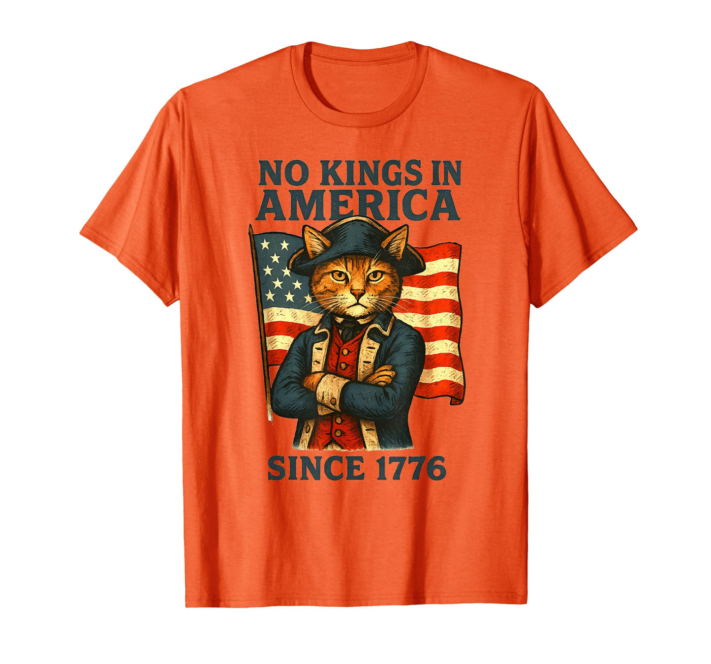 No Kings in America Patriotic Cat Since 1776 4th of July T-Shirt