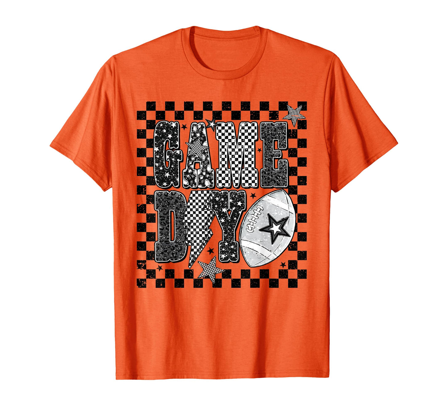 Checkered Game Day Football Team Sport Cute Touchdown Season T-Shirt