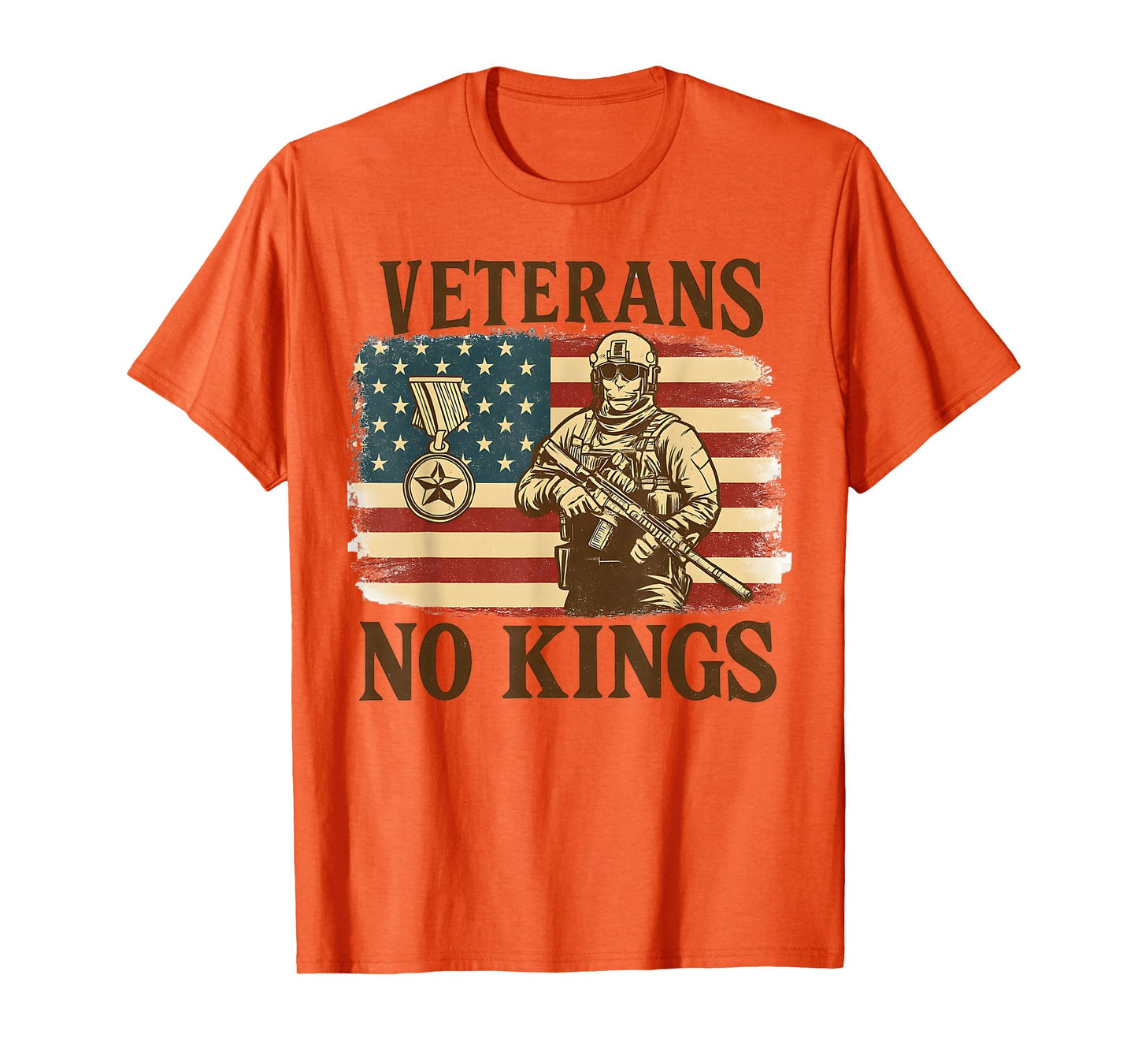 No Kings Veterans Shirts Men Patriotic America Flag No Kings T-Shirt