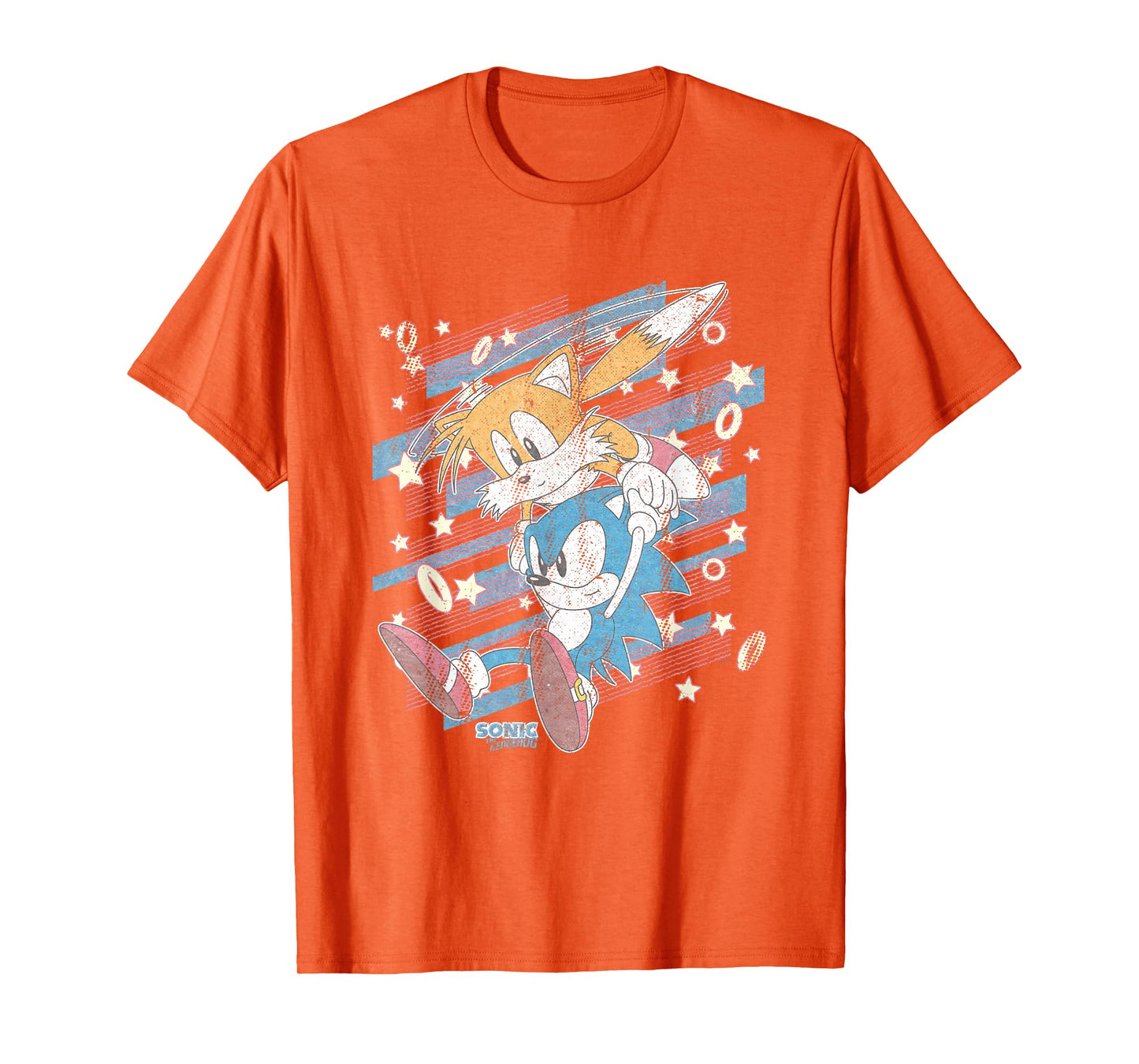 Sonic The Hedgehog Sonic & Tails Americana Distressed Logo T-Shirt