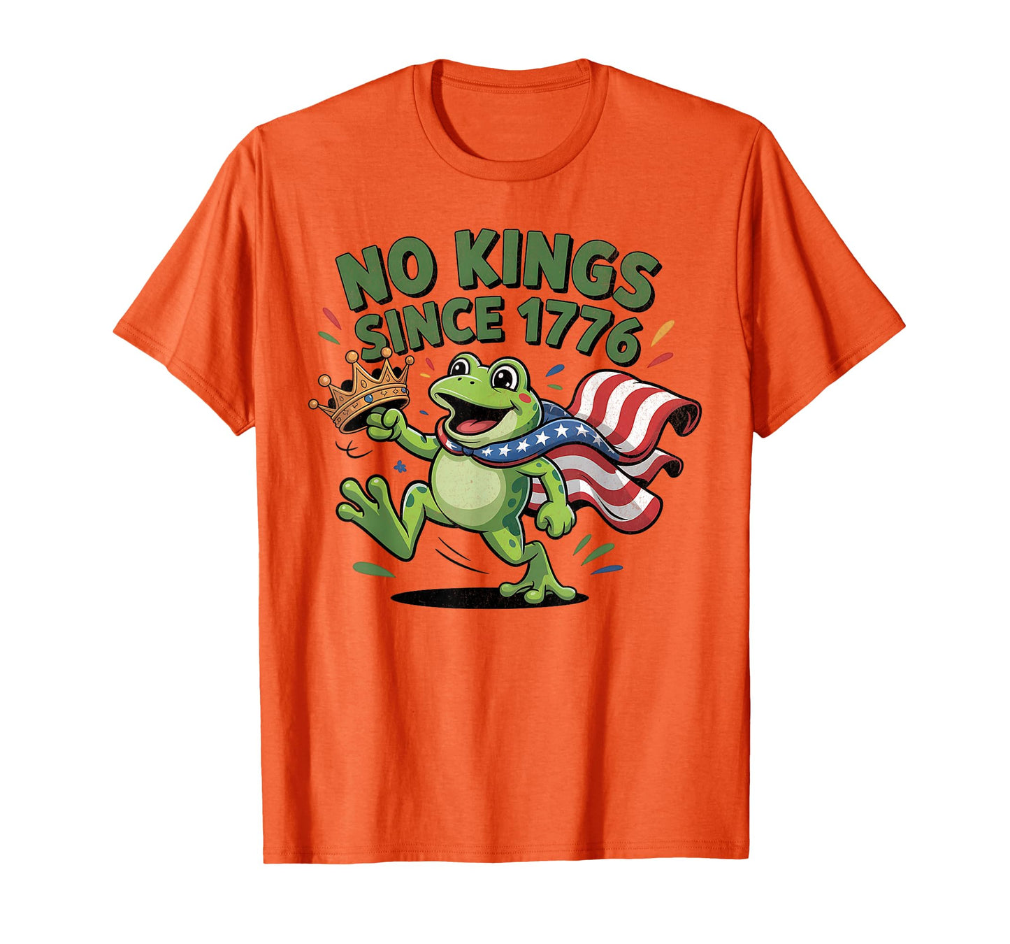 No Kings Since 1776 Vintage Frog Protest USA Flag T-Shirt