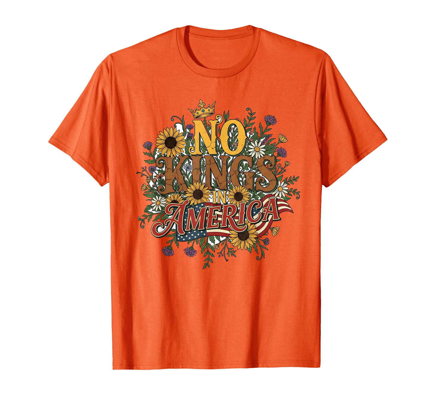 Floral No Kings in America Protest Democracy No Kings T-Shirt