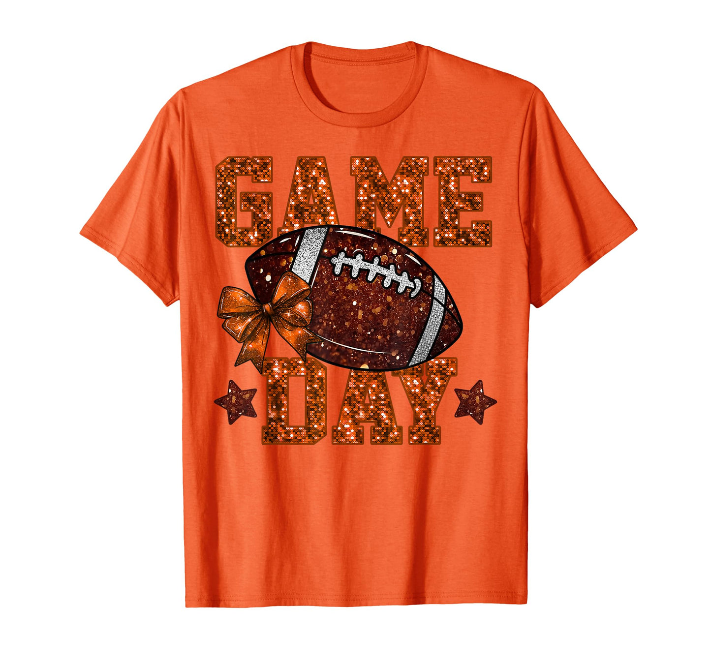 Game Day Football Orange Coquette Bow Team Spirit Touchdown T-Shirt