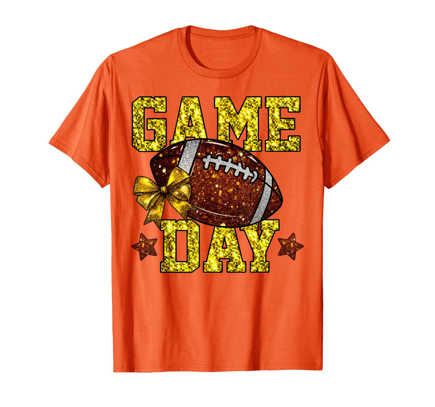 Game Day Football Season Football Mama Gold Bow Cheer Girls T-Shirt