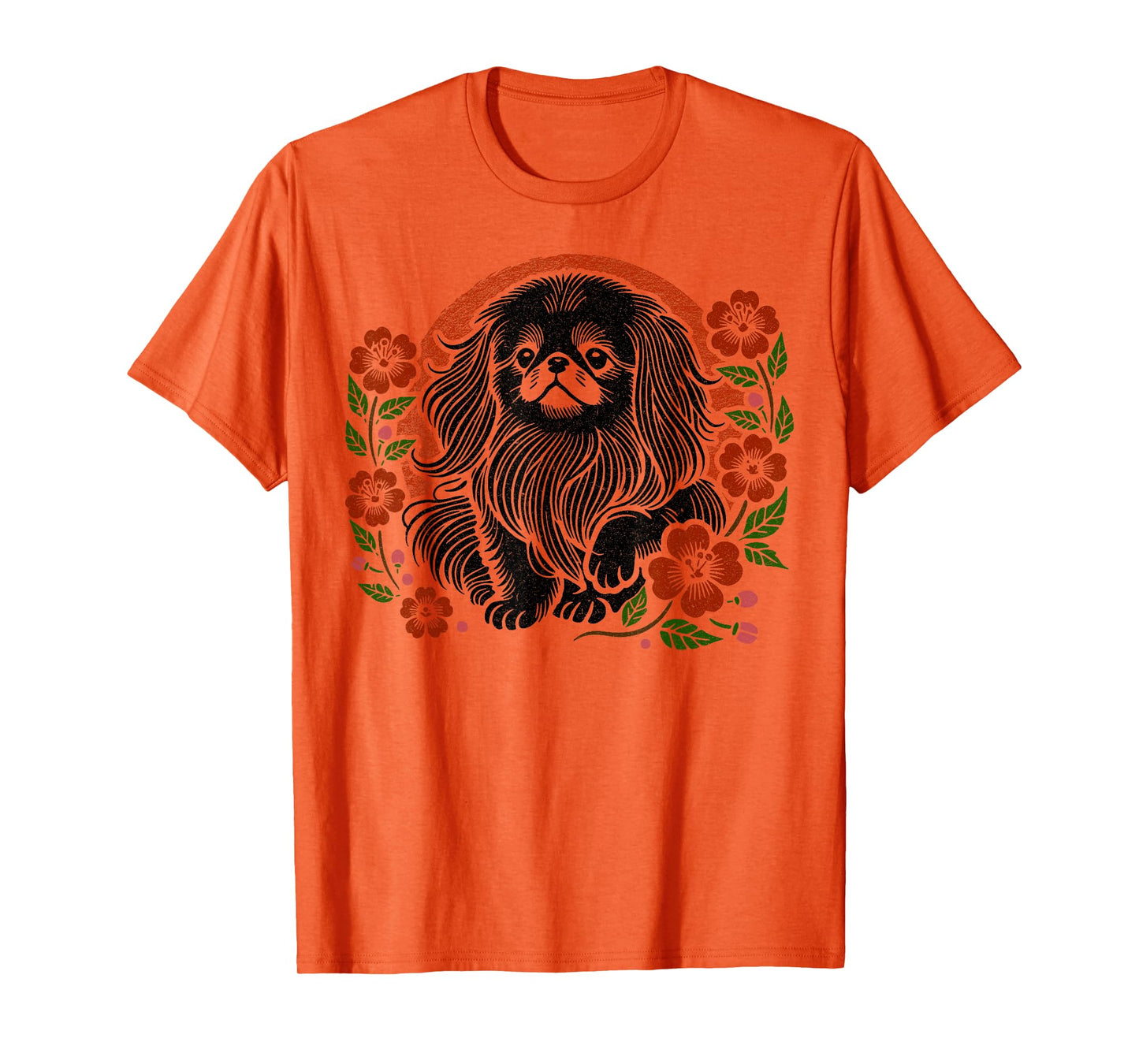 Pekingese Dog Retro Japanese Cherry Blossoms Cute Floral T-Shirt for Men Women