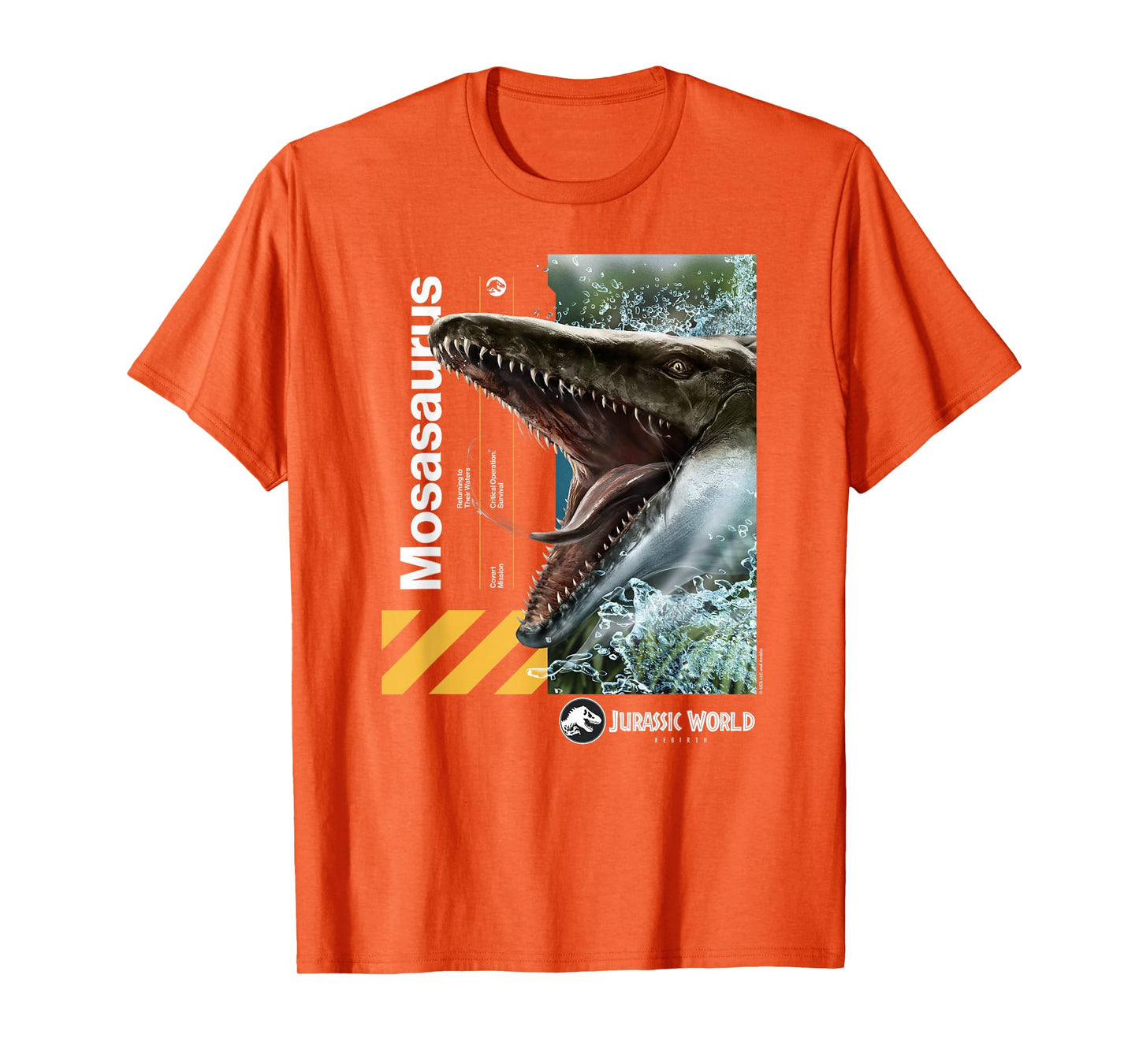 Jurassic World Mosasaurus T-Shirt - Unisex-Adults/Kids, Black, Small, Short Sleeve, Cotton, Solid, Crew Neck, Modern Classic Fit Lightweight