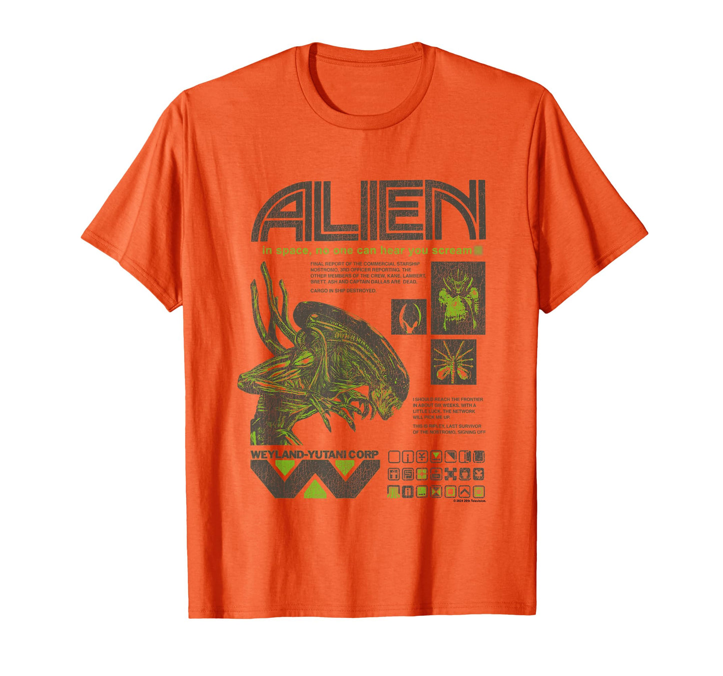 Aliens Iconic Quotes Collage Distressed Big Chest Text Logo T-Shirt